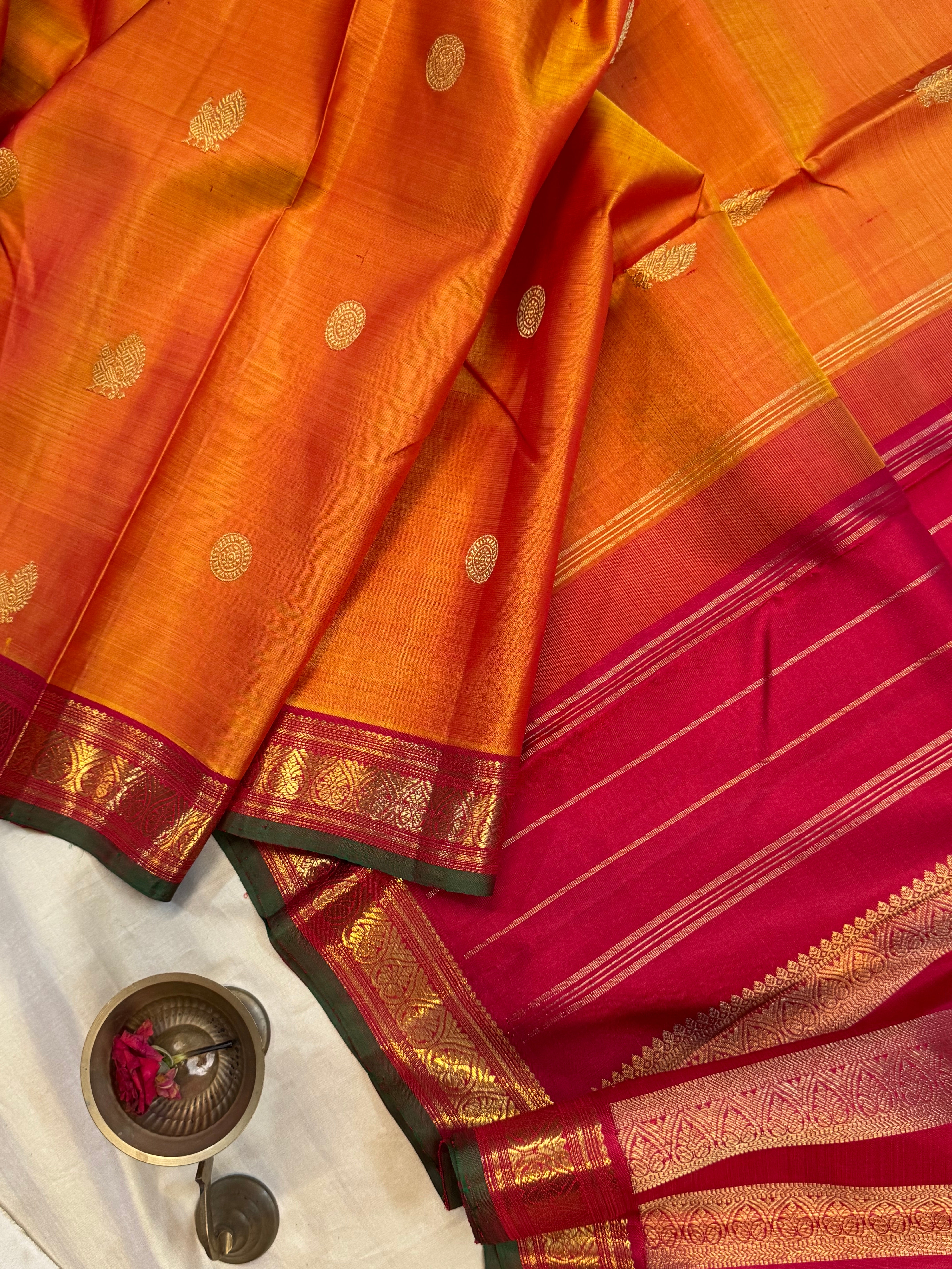 Swapnam :  Simha color jadanagam / kanjipuram silk