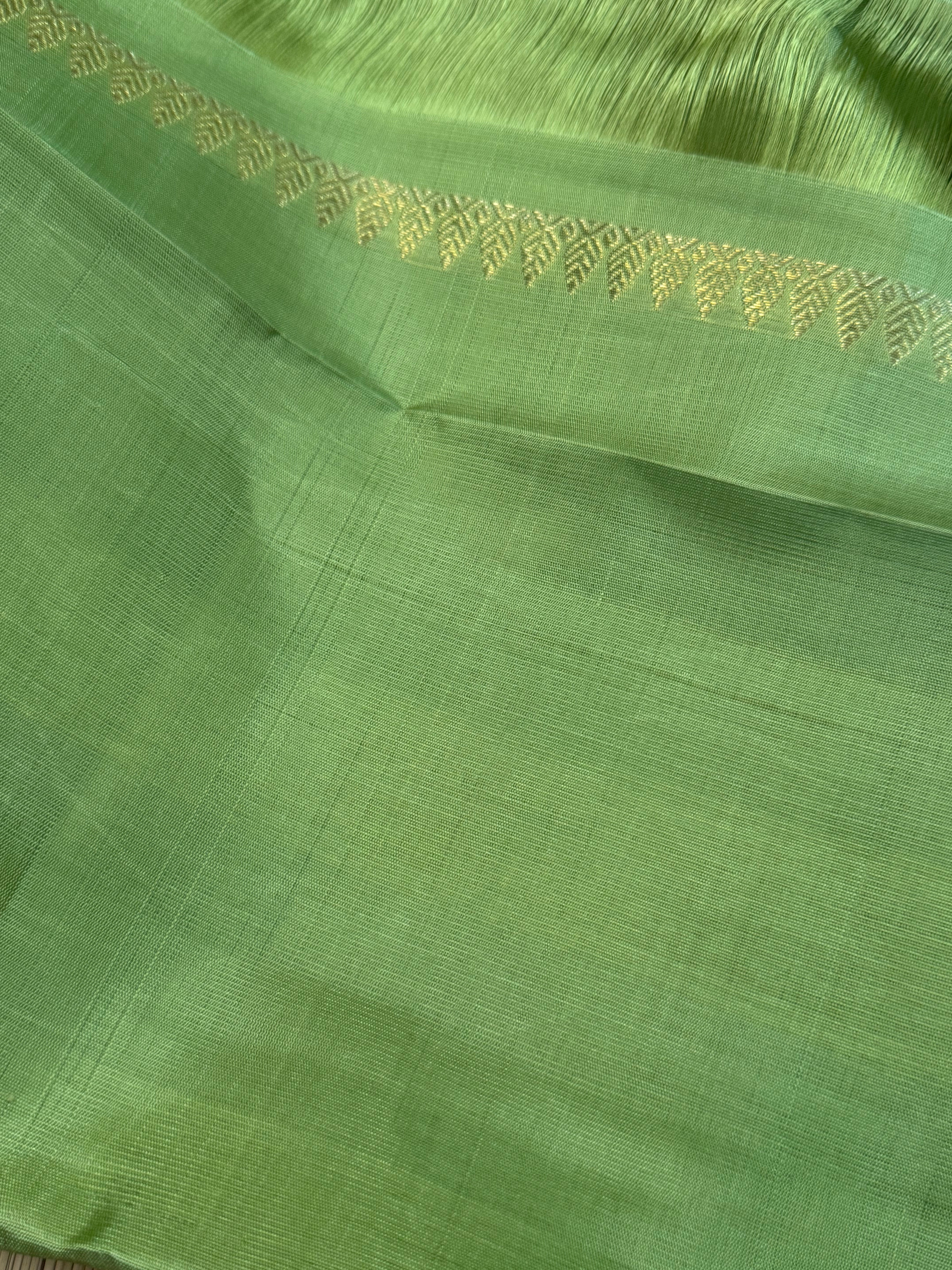 Powder blue elephant Butta  Borderless kanjipuram silk saree