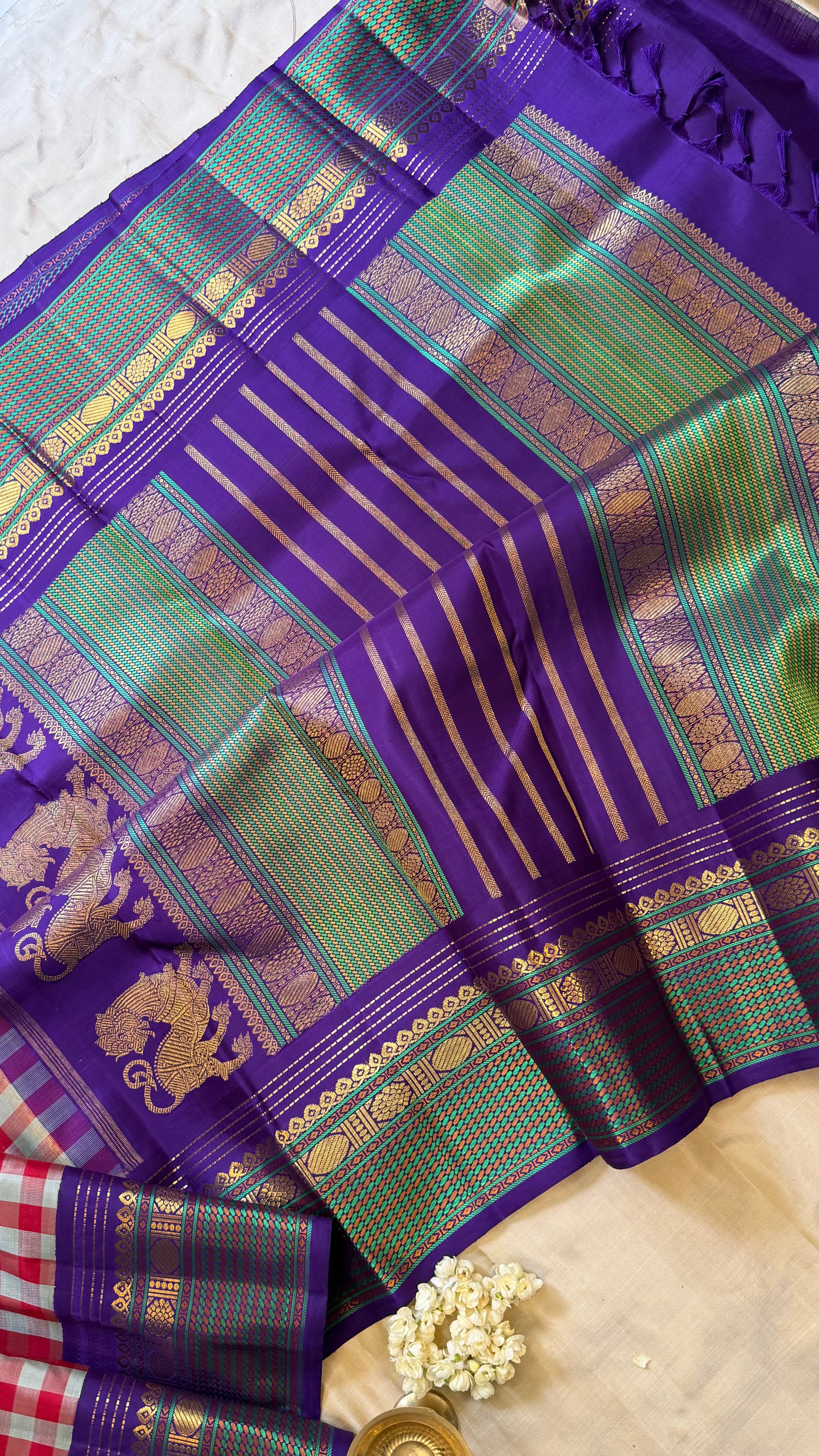 Master weaver - Vintage kattam singam pallu / Kanjipuram Silk