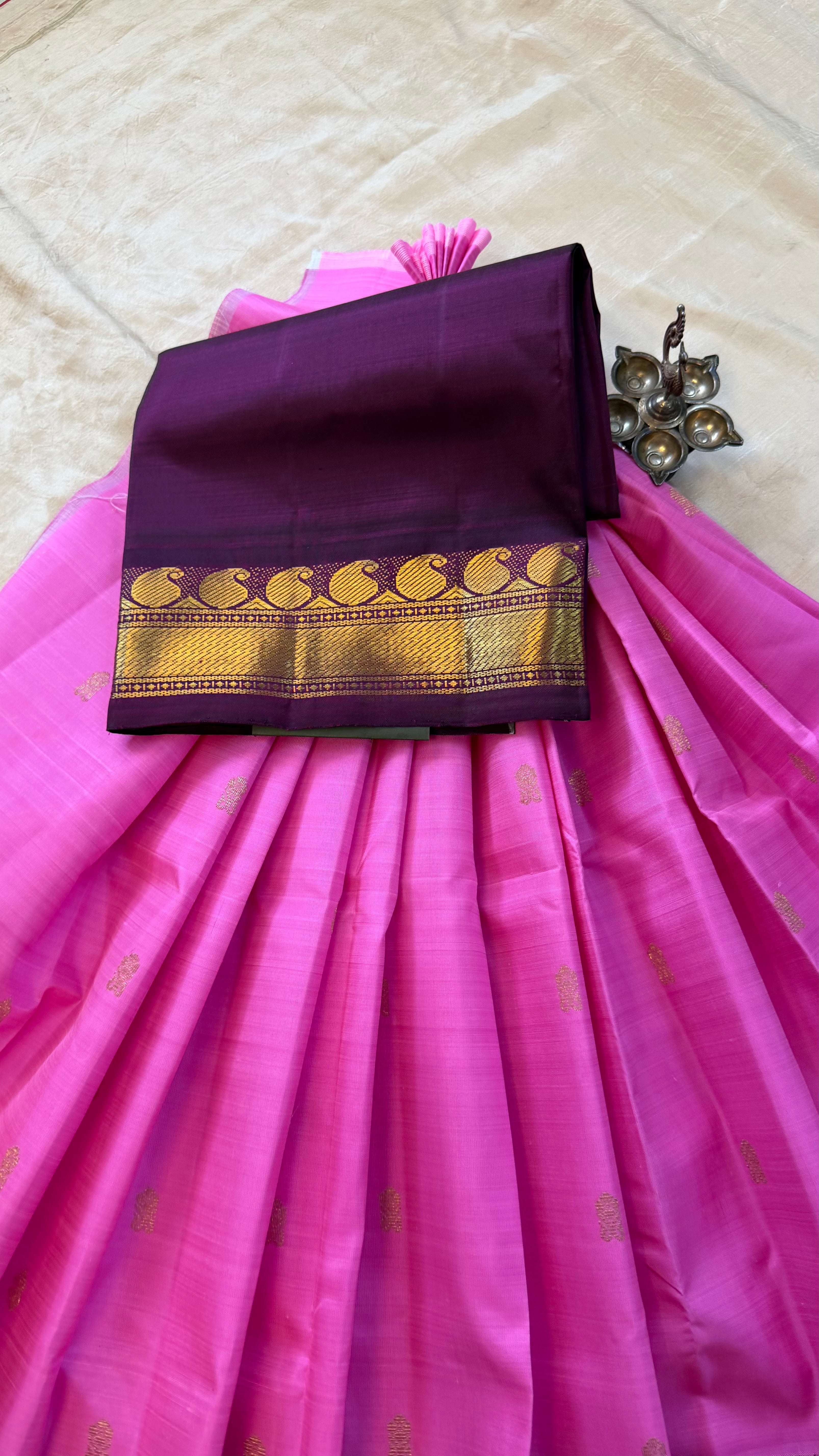 Pink Paavadai set korvai 4 to 6 years