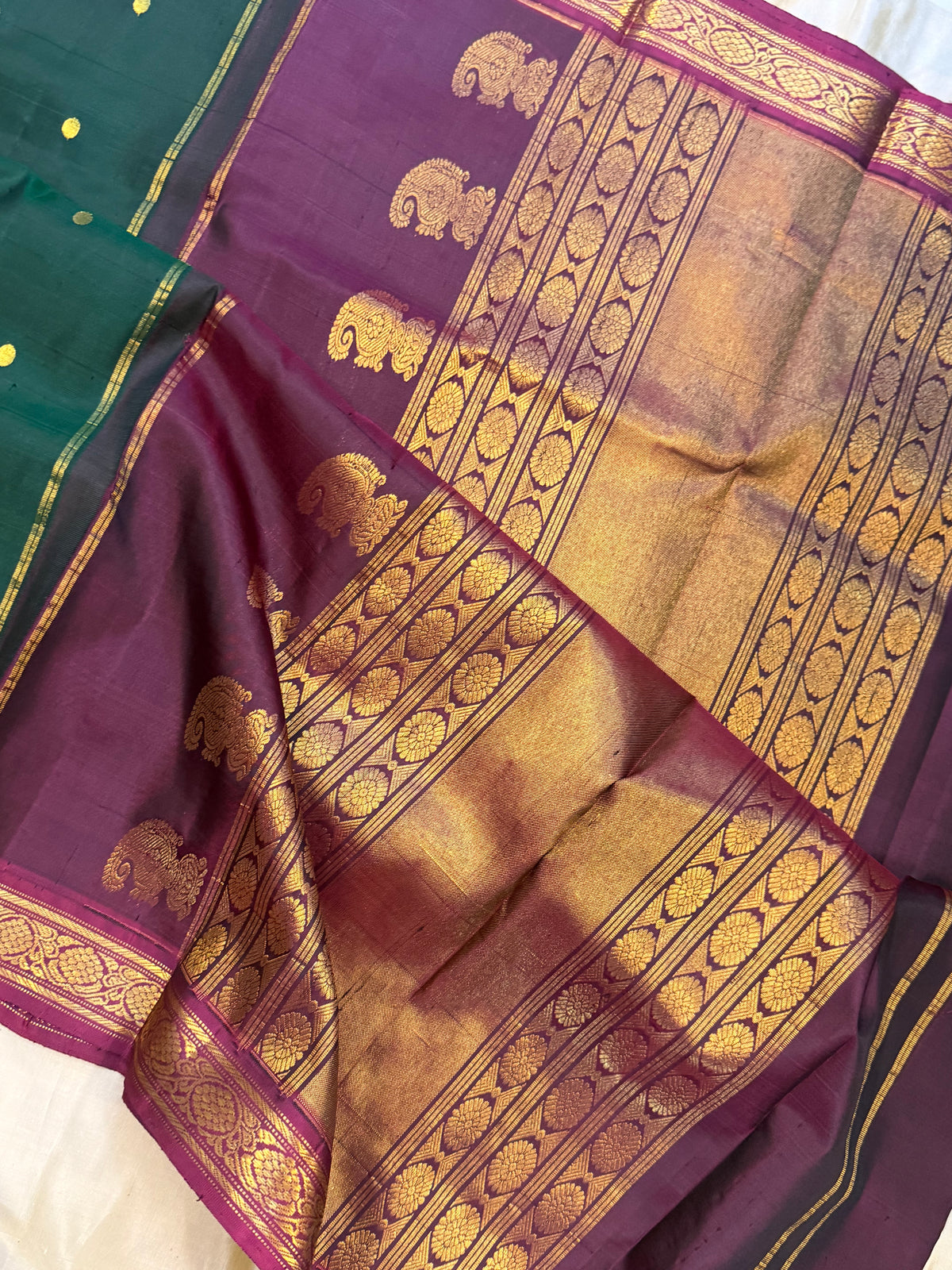 Dark green Aarani pure silk saree/ clsa 12063