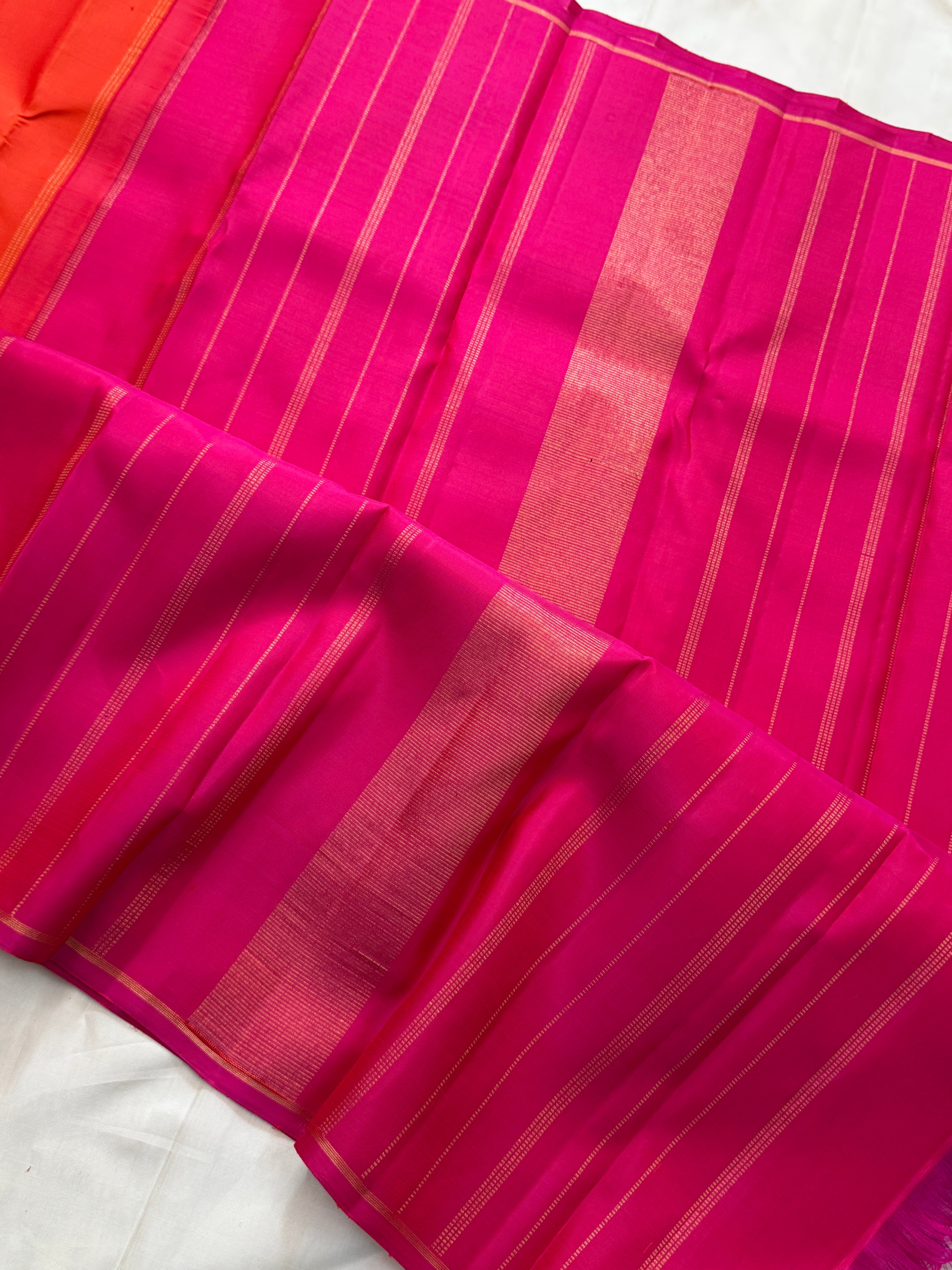 Orange and pink half an half pattern / Kanjipuram silk CLSA11584
