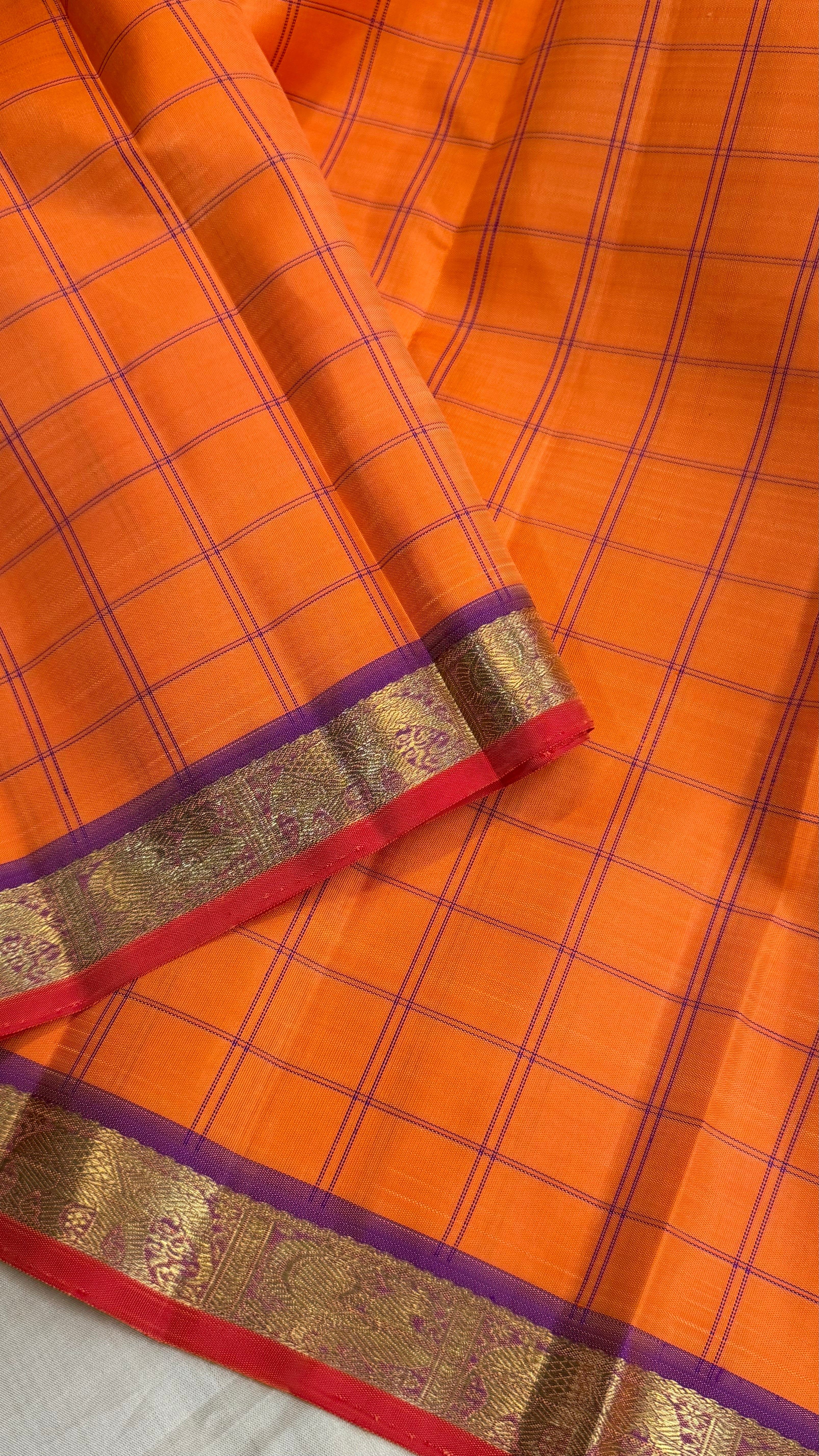 Mambalam manjal and lavender kattam / Kanjipuram silk