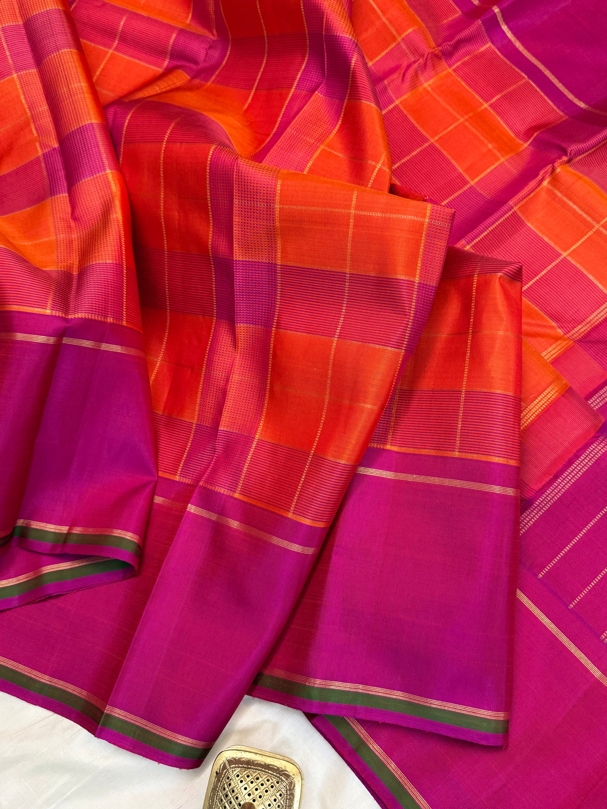 Chettinad Kattam pure Zari/Kanjipuram silk saree clsa 12755