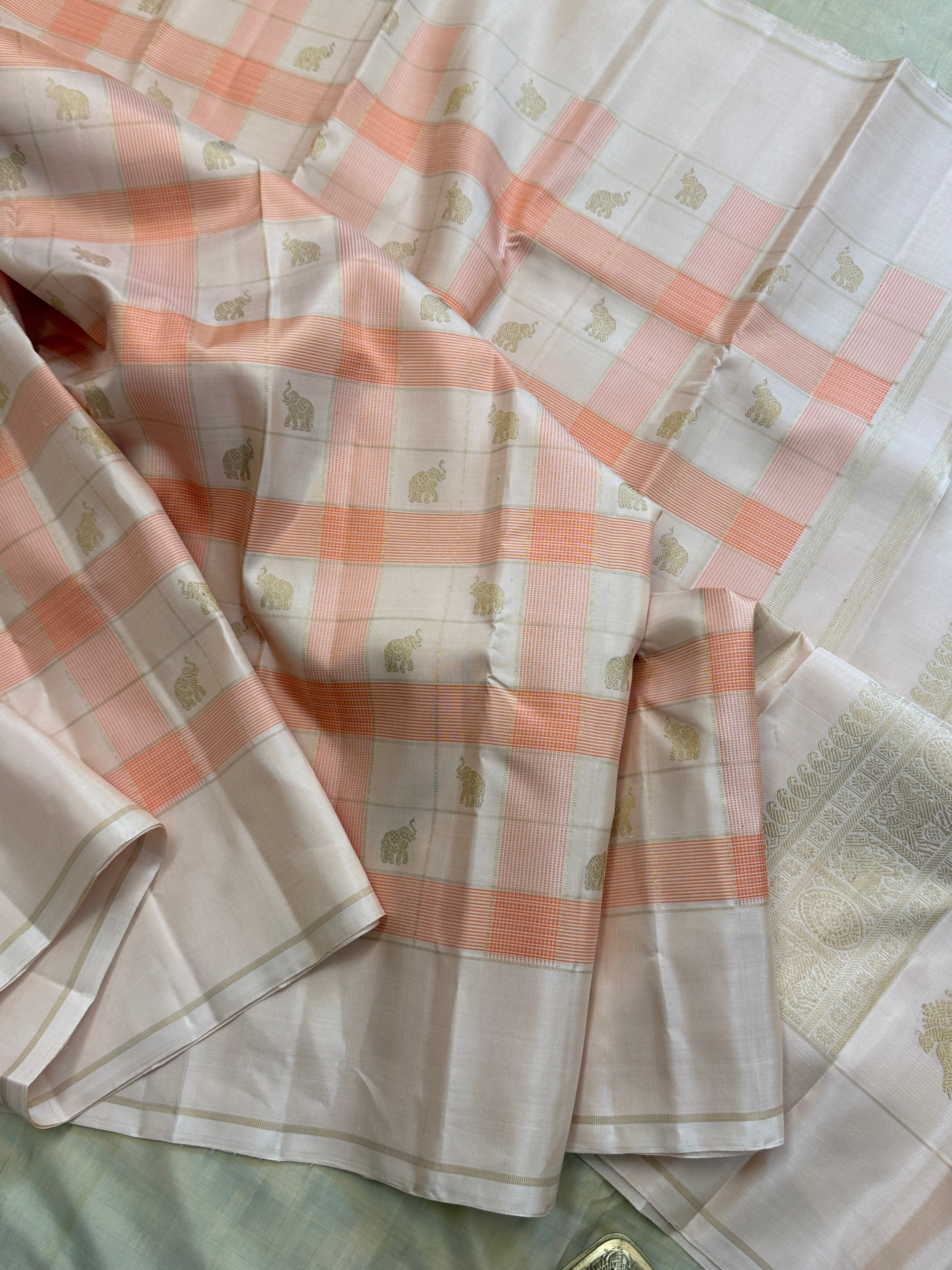 Pastel Chettinad kattam / Kanjipuram silk clsa 11628
