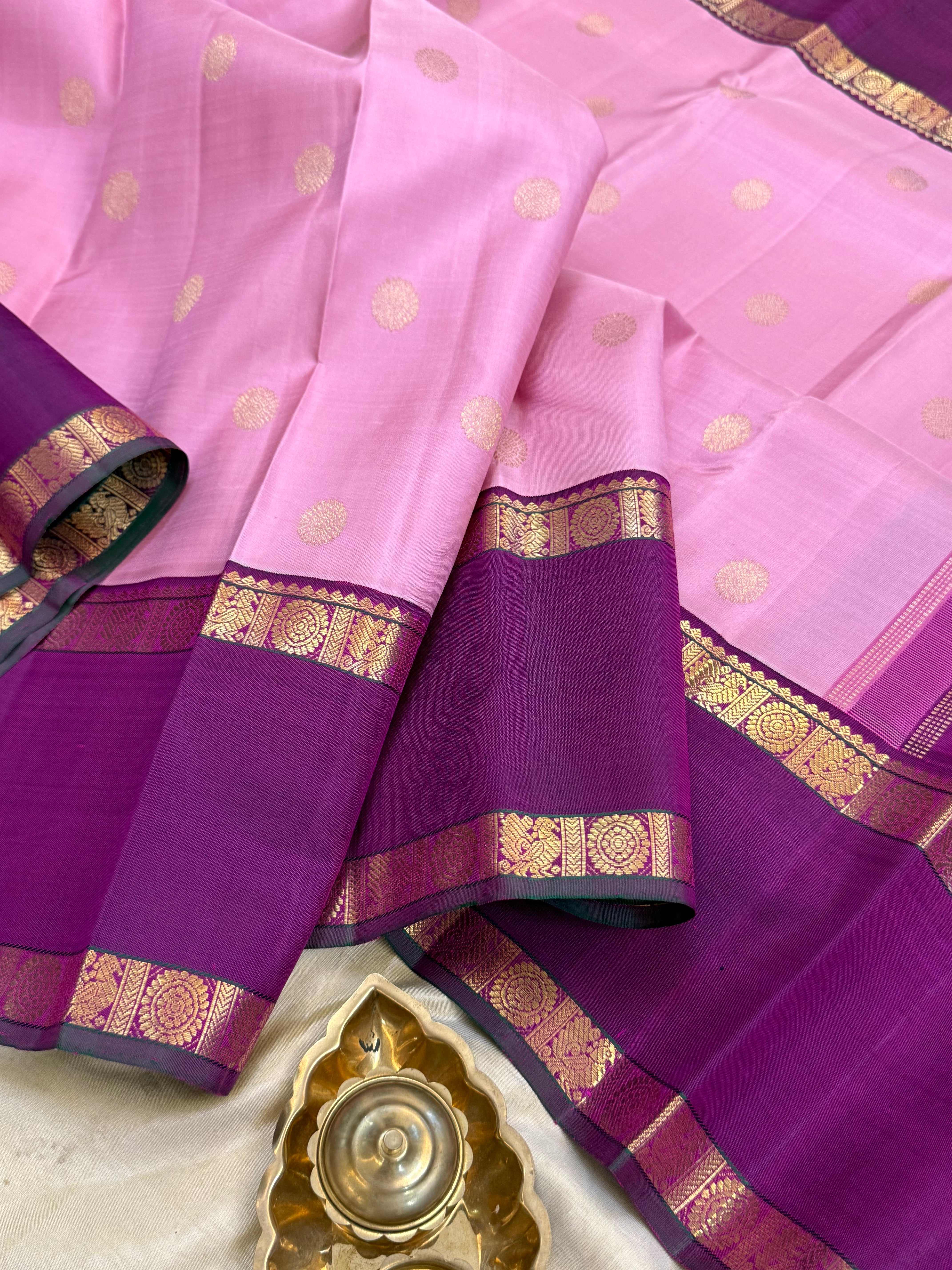 Pastel pink retta pet Kanjipuram silk