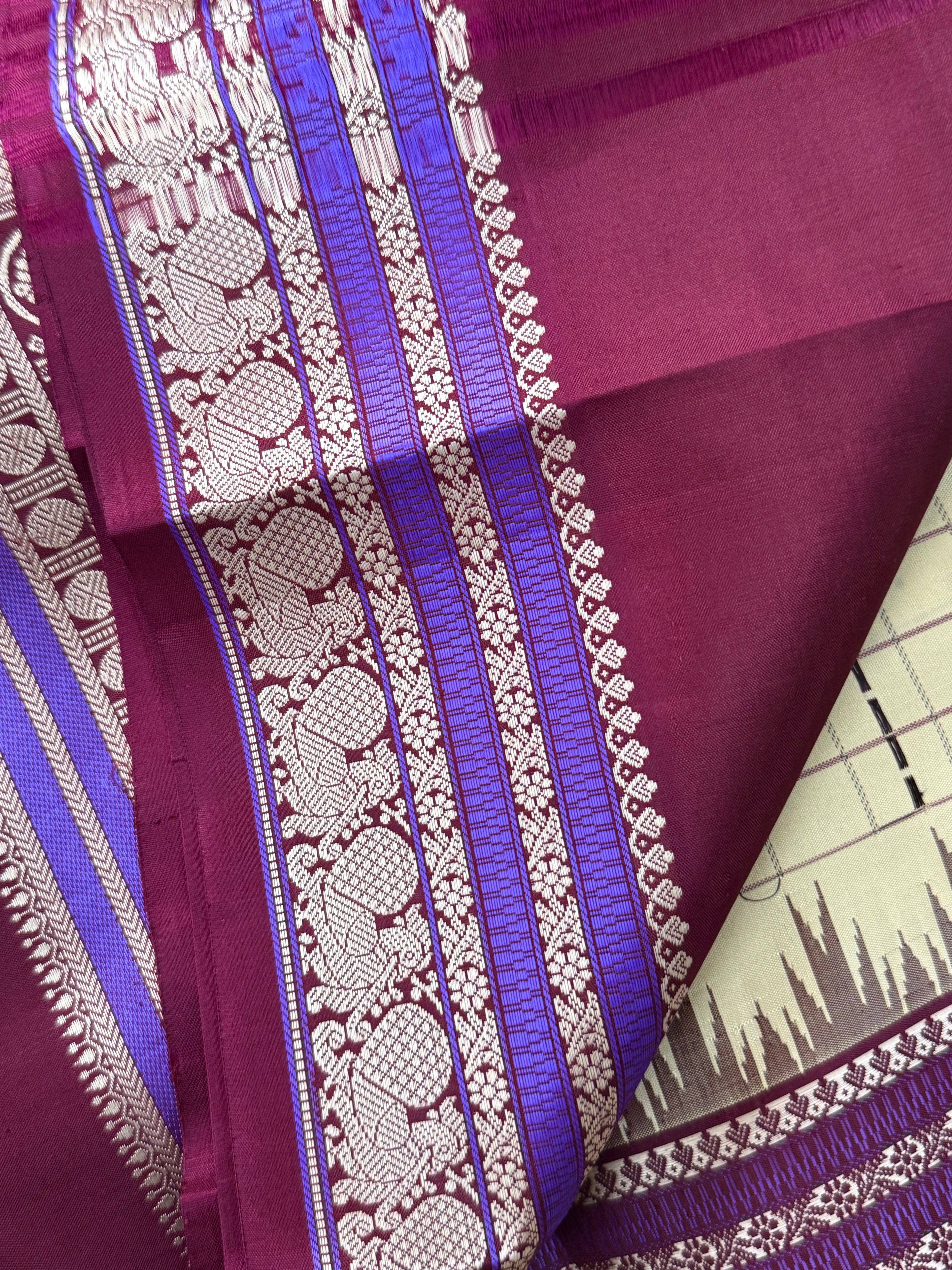 Cream Laksham Butta with temple border/ special edition CLSA10477