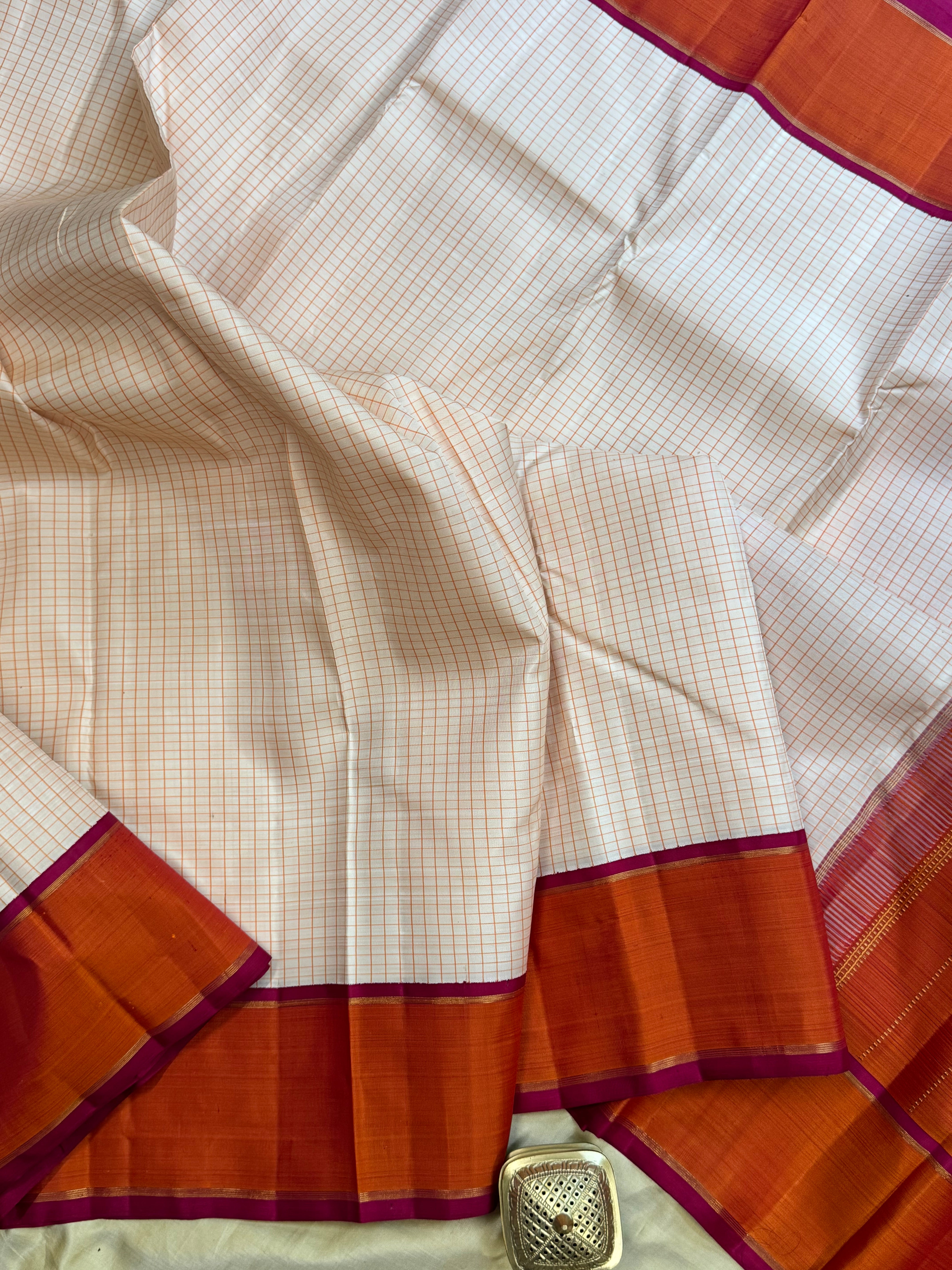 Cream kattam korvai  / kanjipuram silk