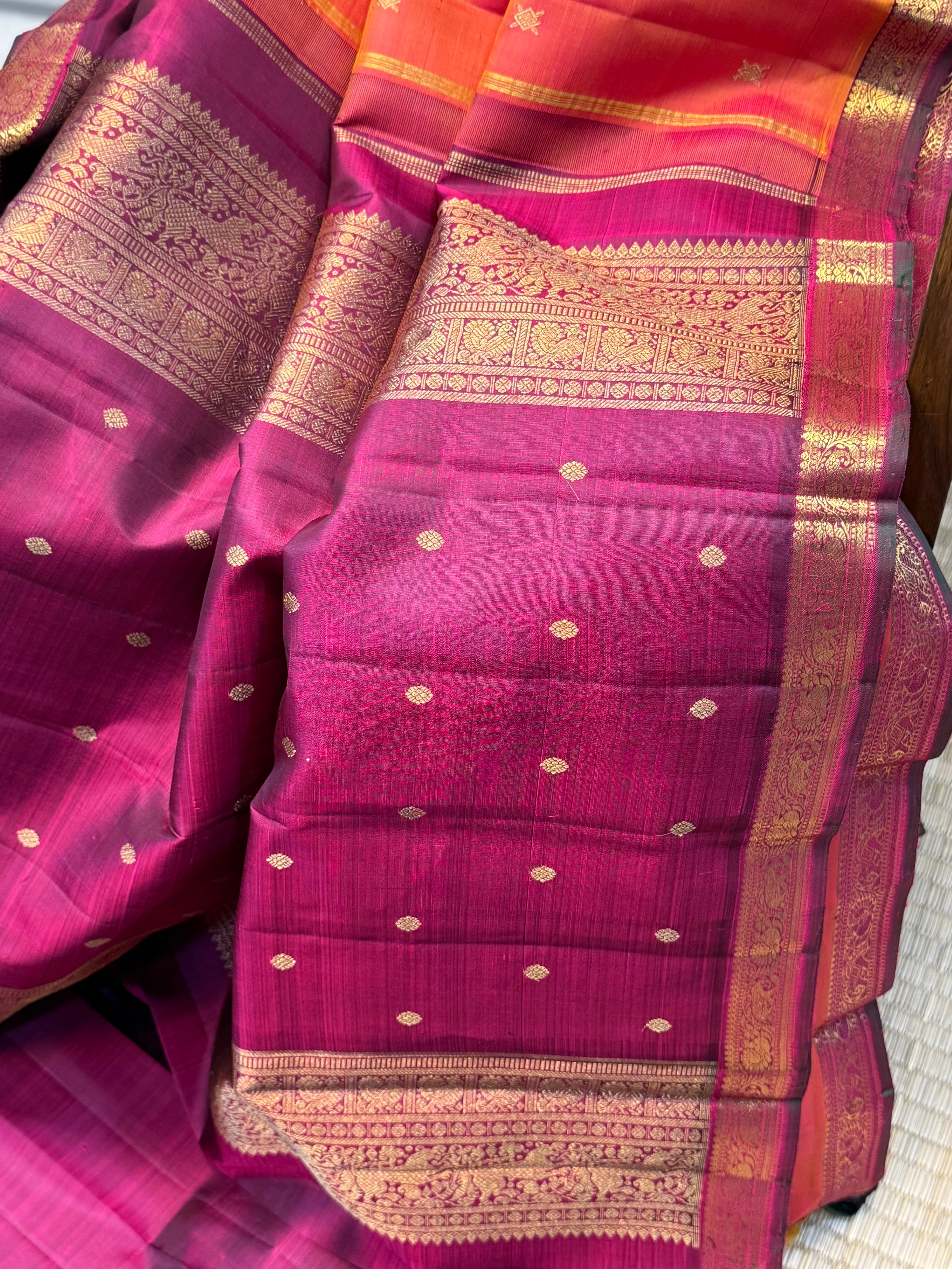 Rust small  border  / kanjipuram silk