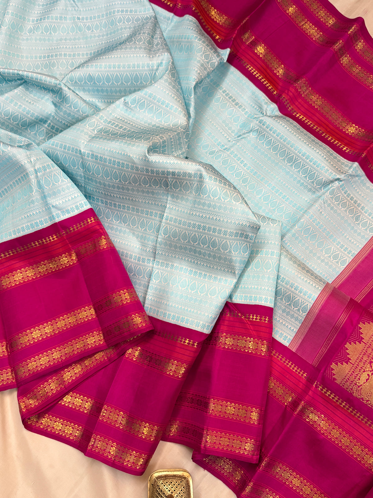 Body thread work and border Korvai pure zari/ kanjipuram silk saree clsa 4319