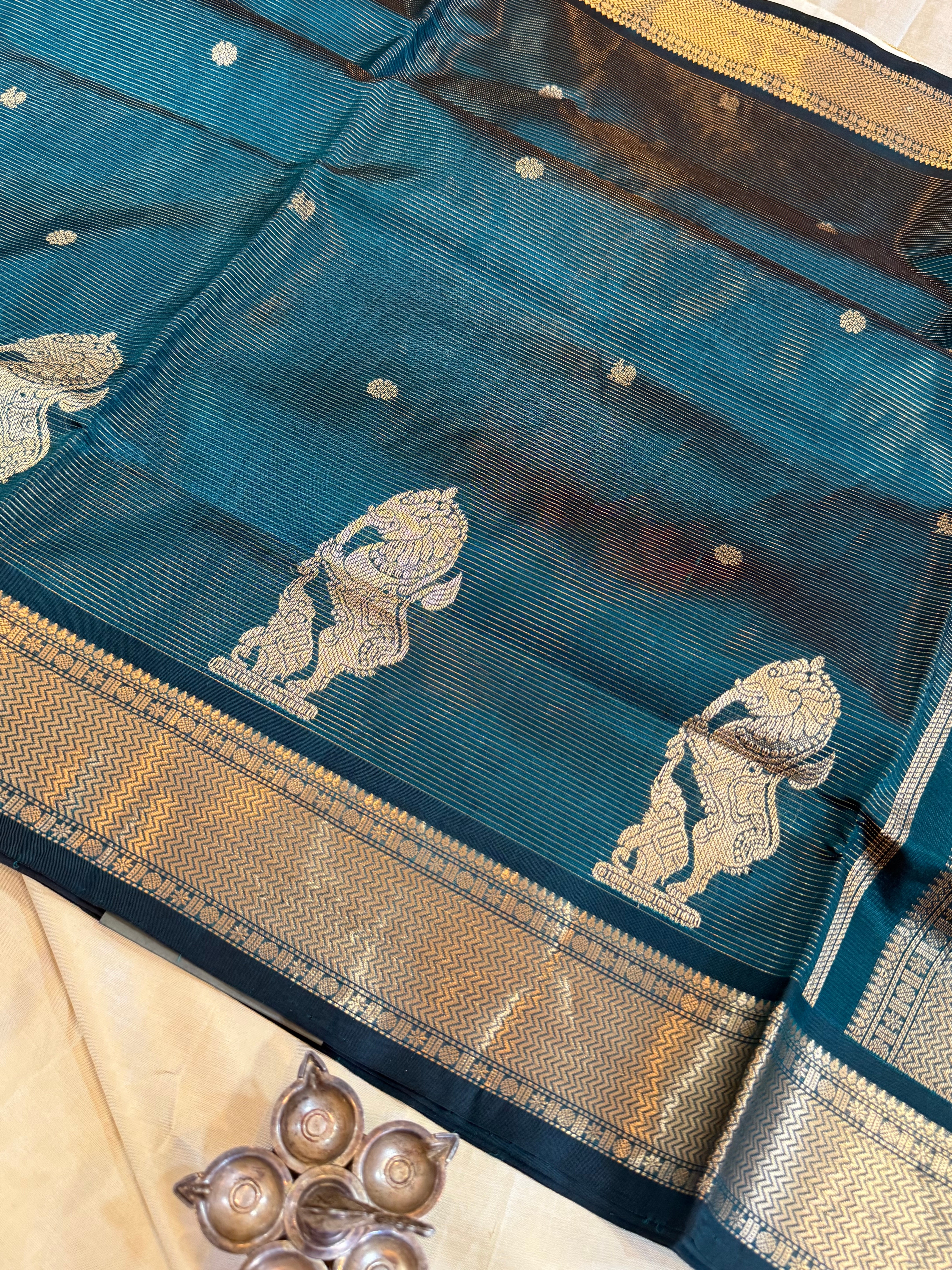 Rama green Yazhli pet mercidised premium silk cotton