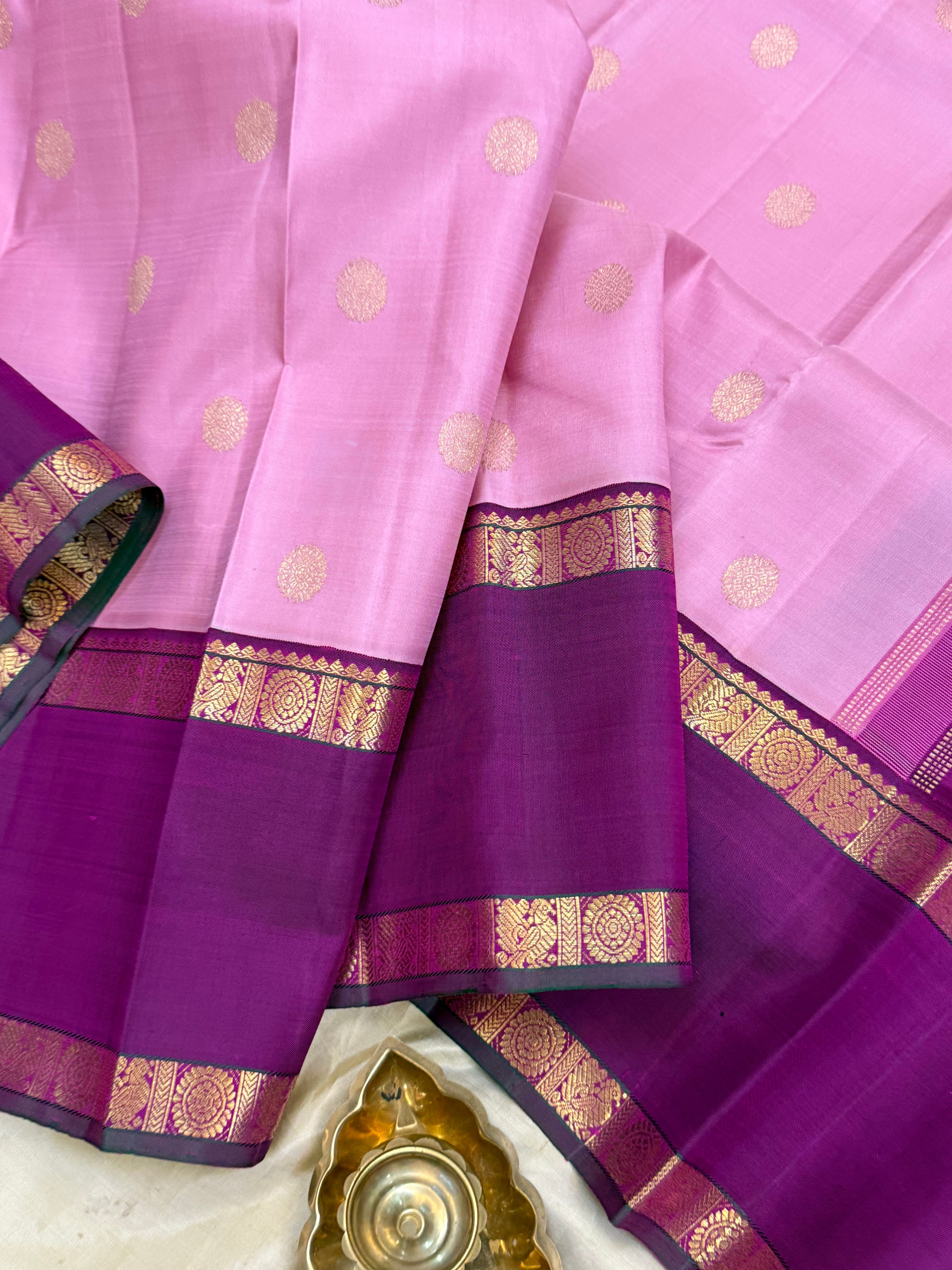 Pastel pink retta pet Kanjipuram silk