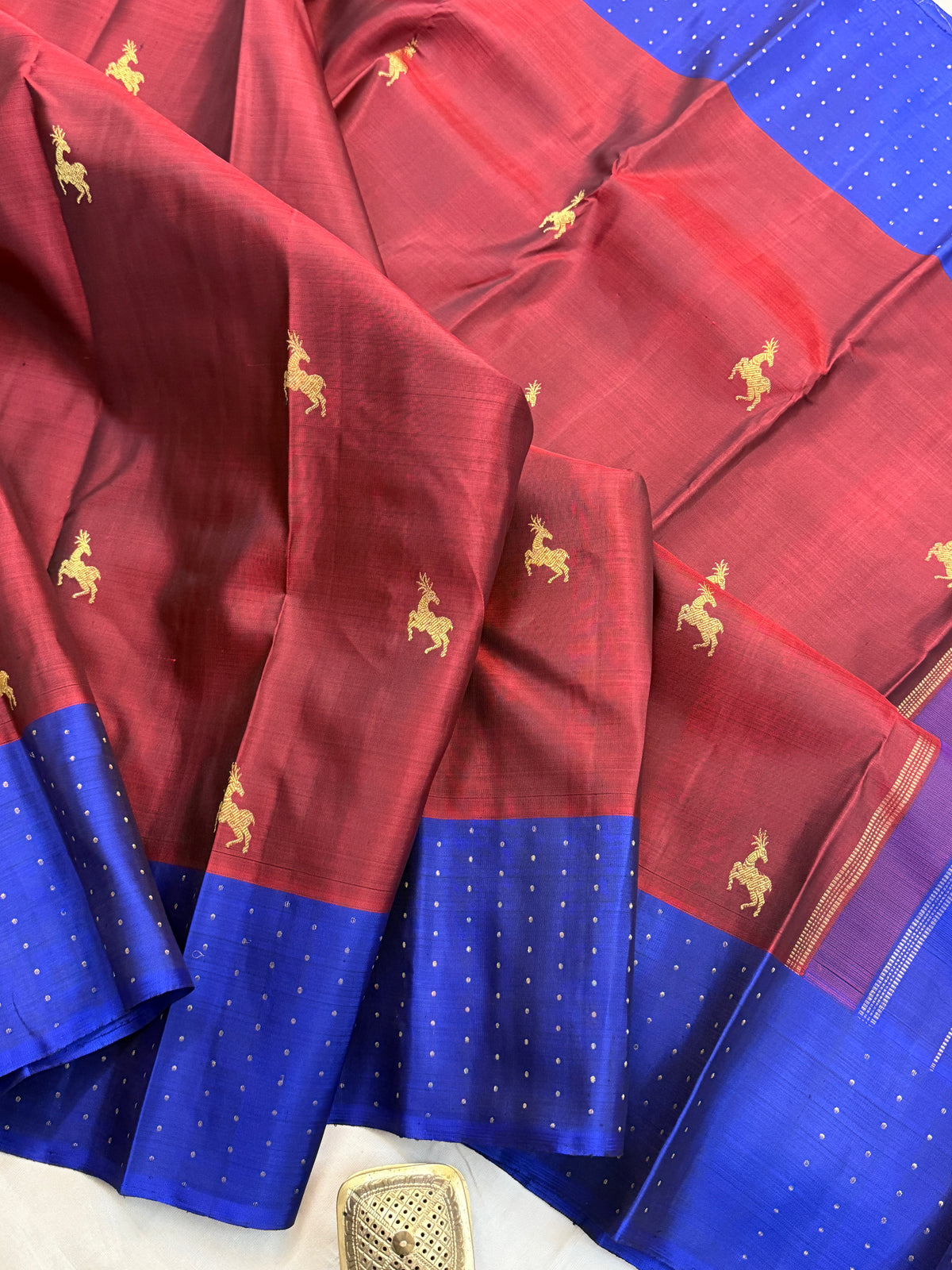 Maan butta and border pure Zari butta/kanjipuram silk saree clsa 12088