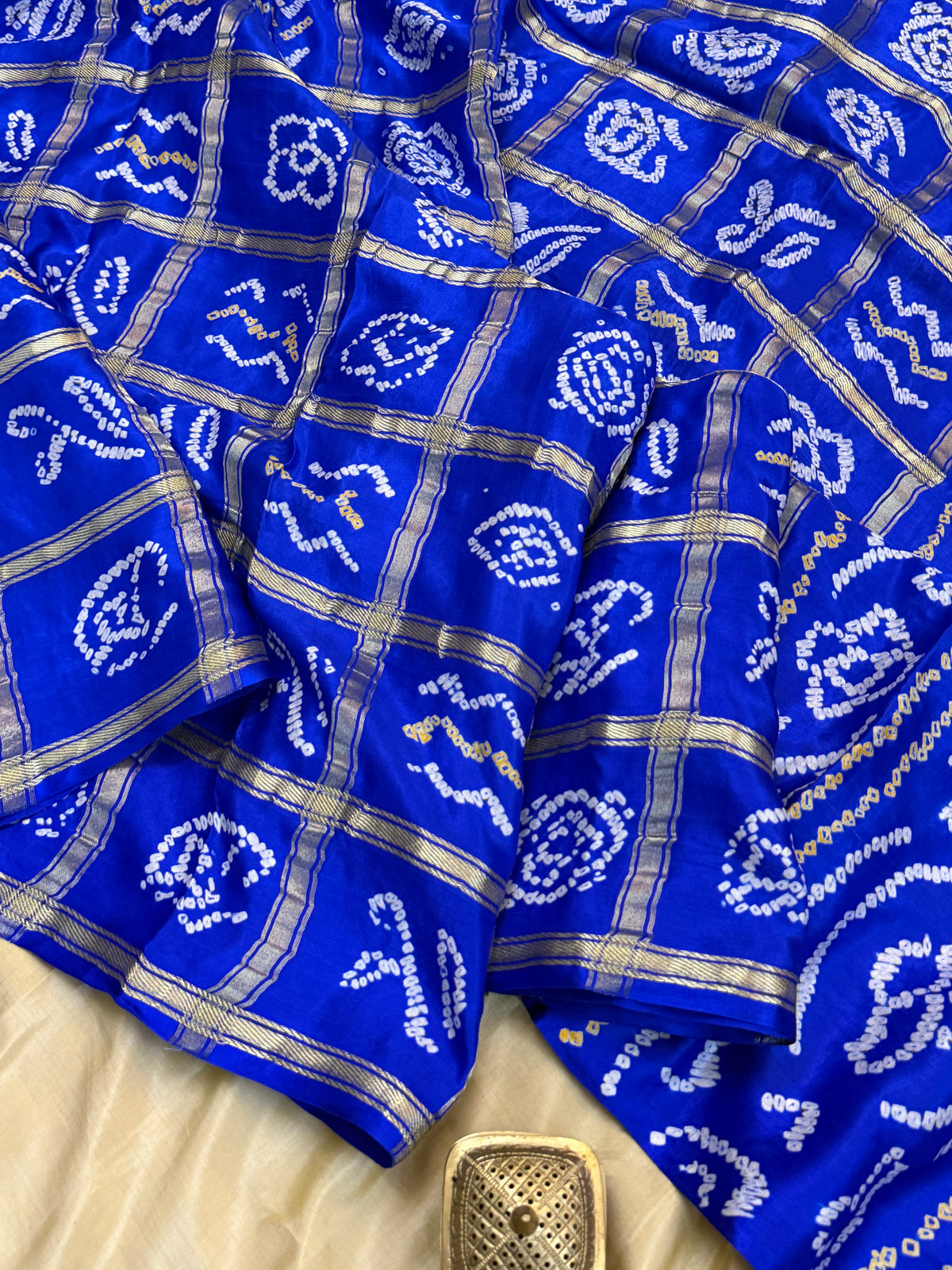 Ms blue bandhini and gajji silk saree clsa 11942