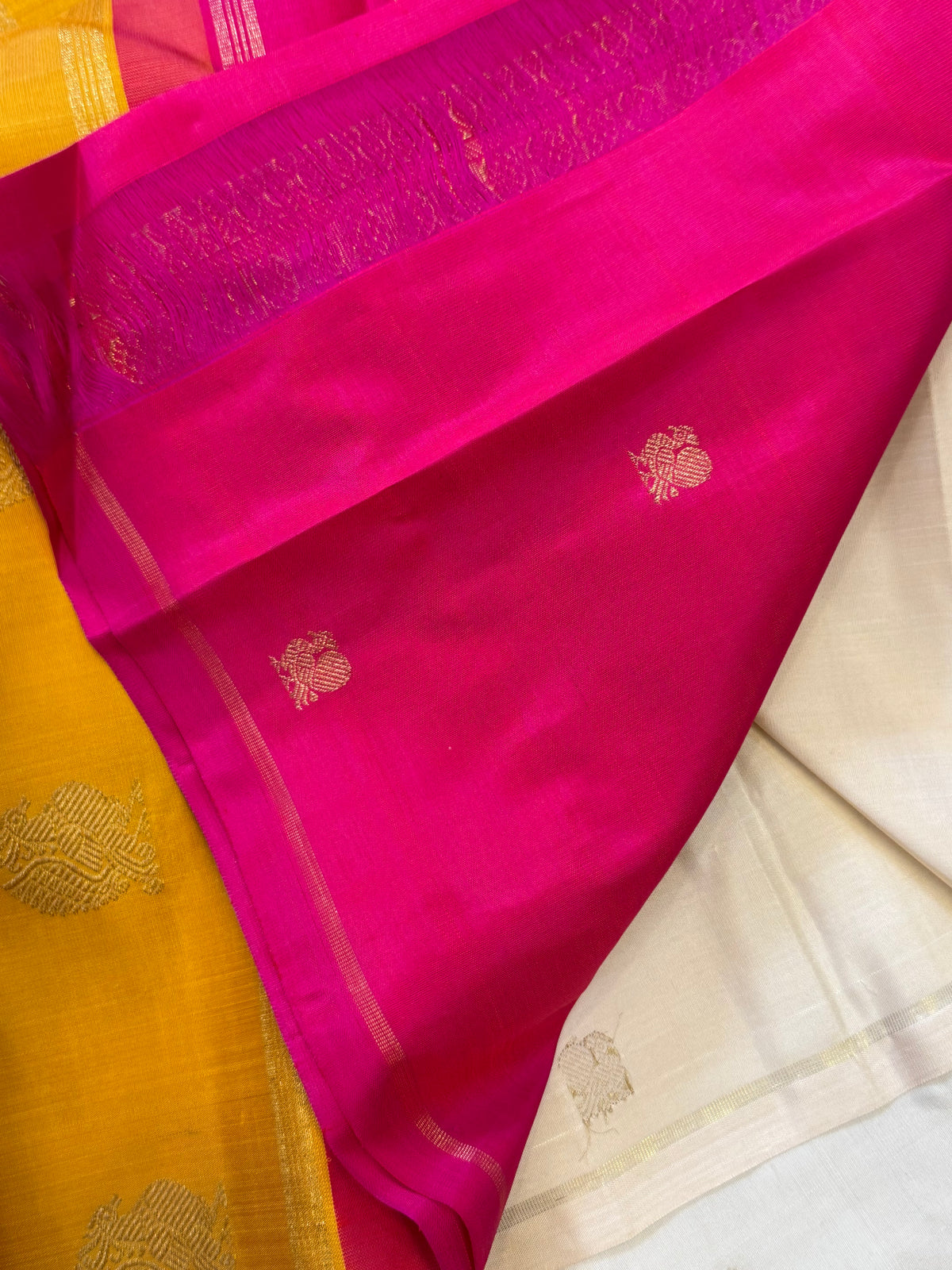 Offwhite double pallu borderless / Kanjipuram silk CLSA12811