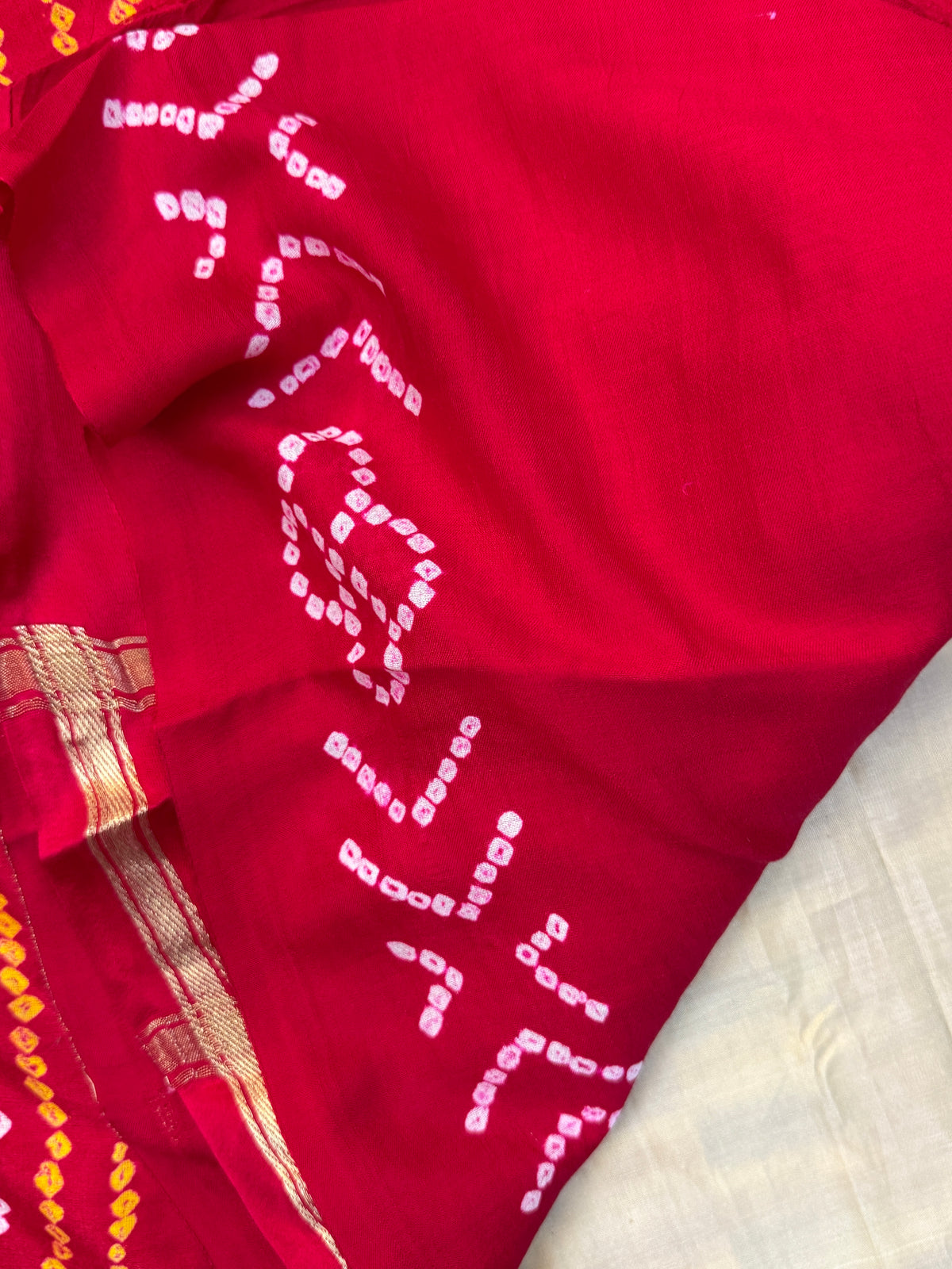 Red bandhini and gajji silk saree clsa 11939