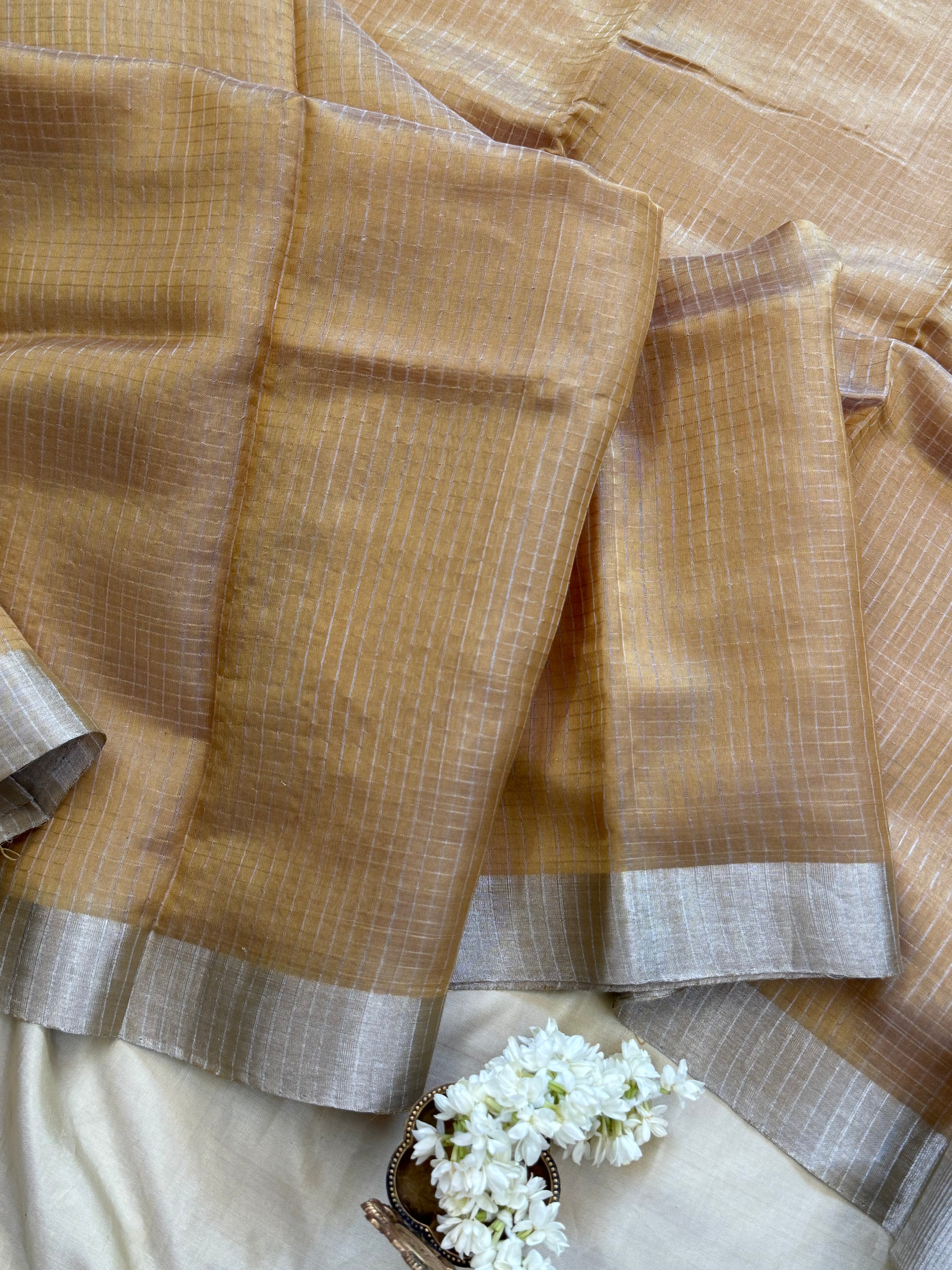 Mustard silver checks/ Chanderi silk CLSA10868