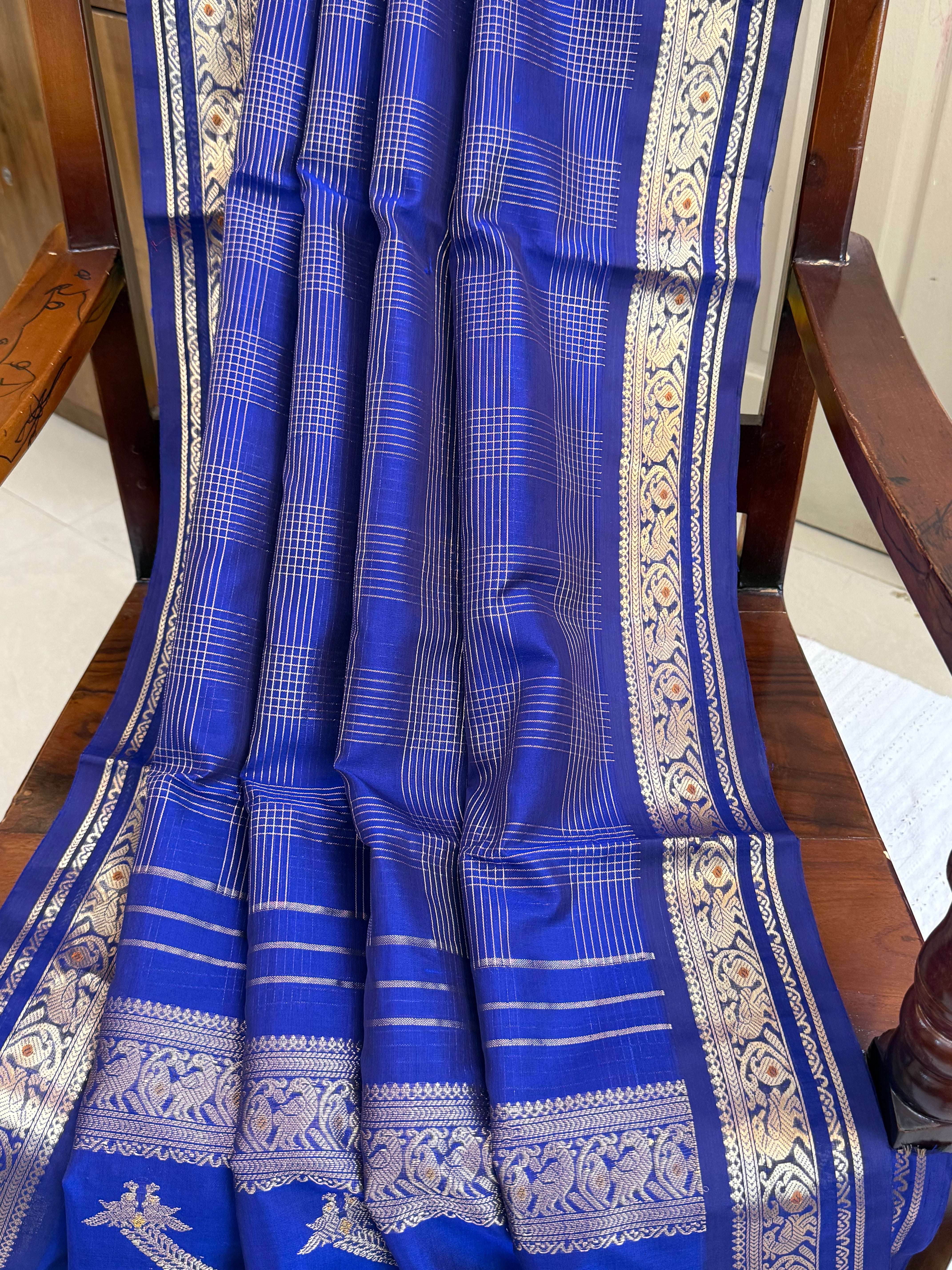 Royal blue vintage kattam / Premium Silk Cotton CL9740
