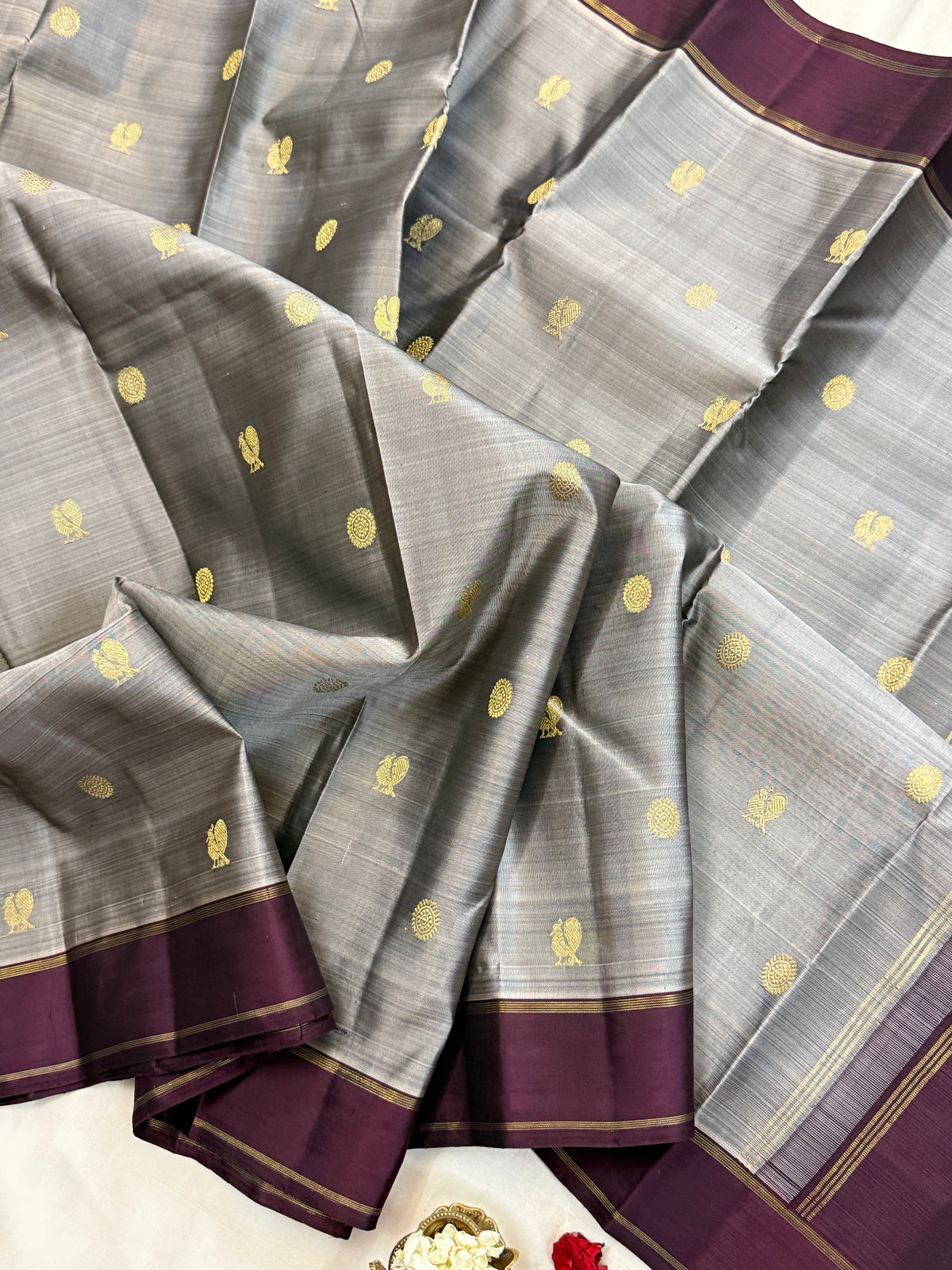 Grey butta/Kanjipuram silk saree clsa 11358
