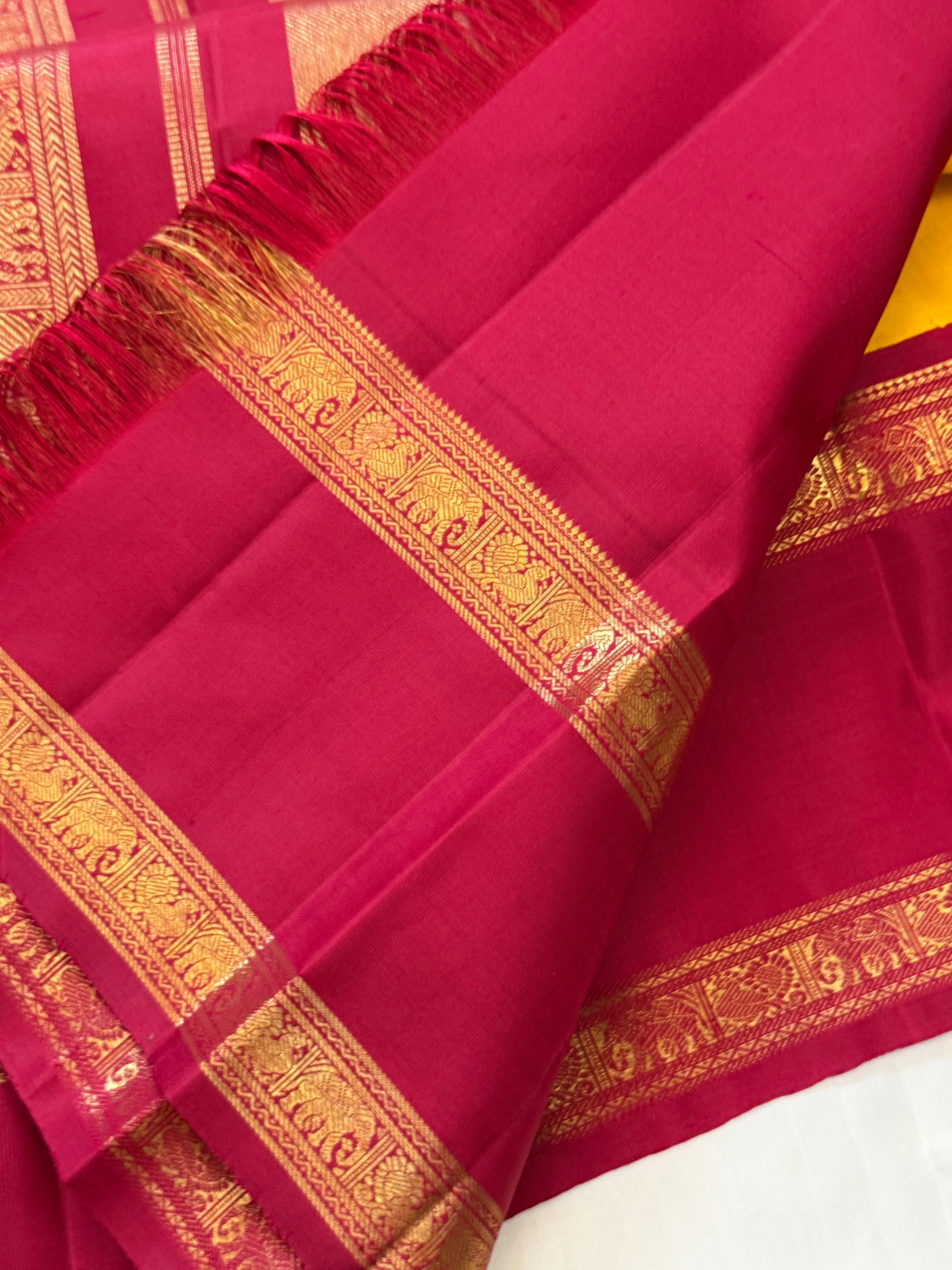 Yellow double Palla Kai Korvai/ kanjipuram CLSA