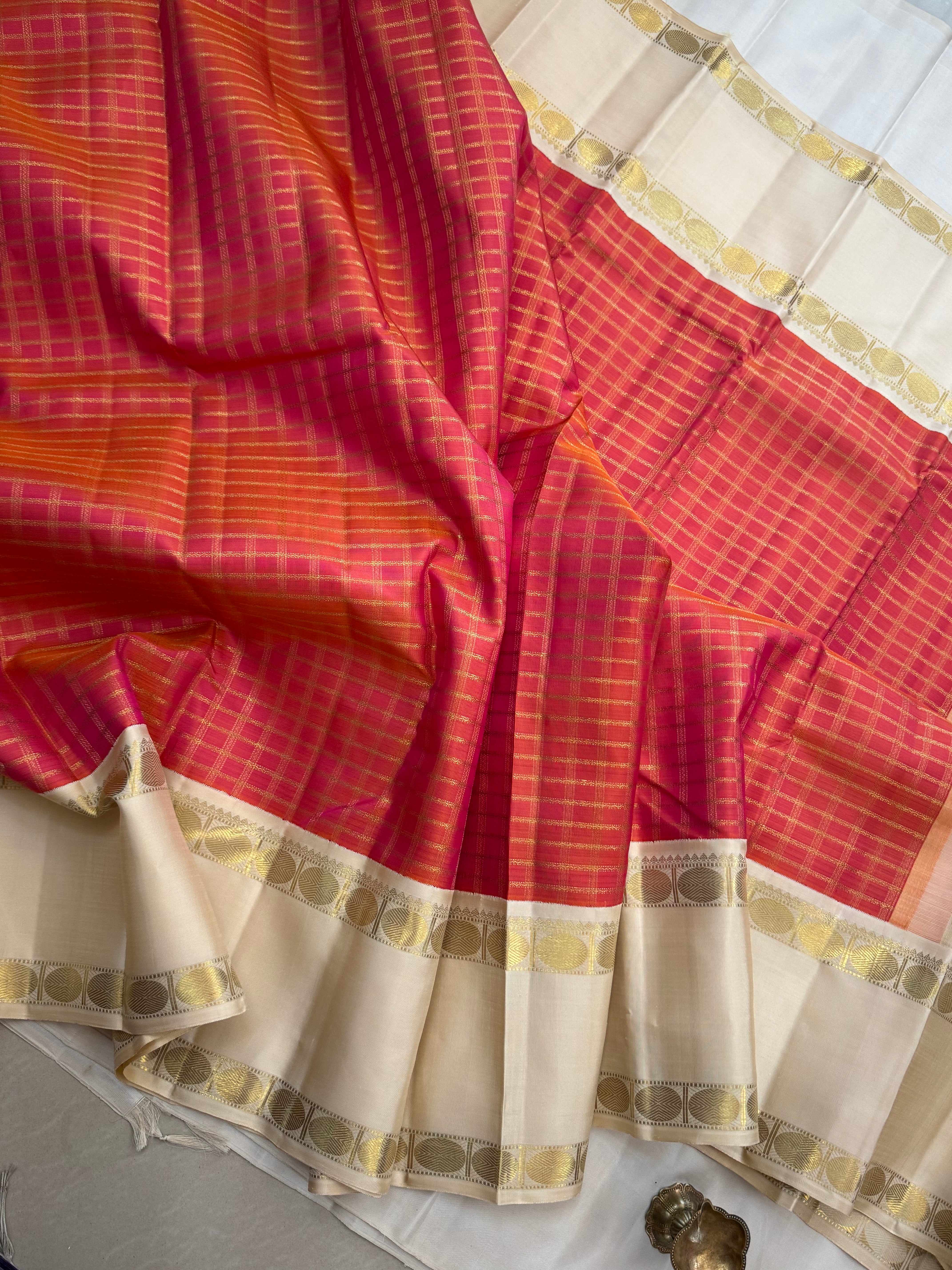 Zari Kattam Kai korvai retta pet / kanjipuram silk CLSA9875