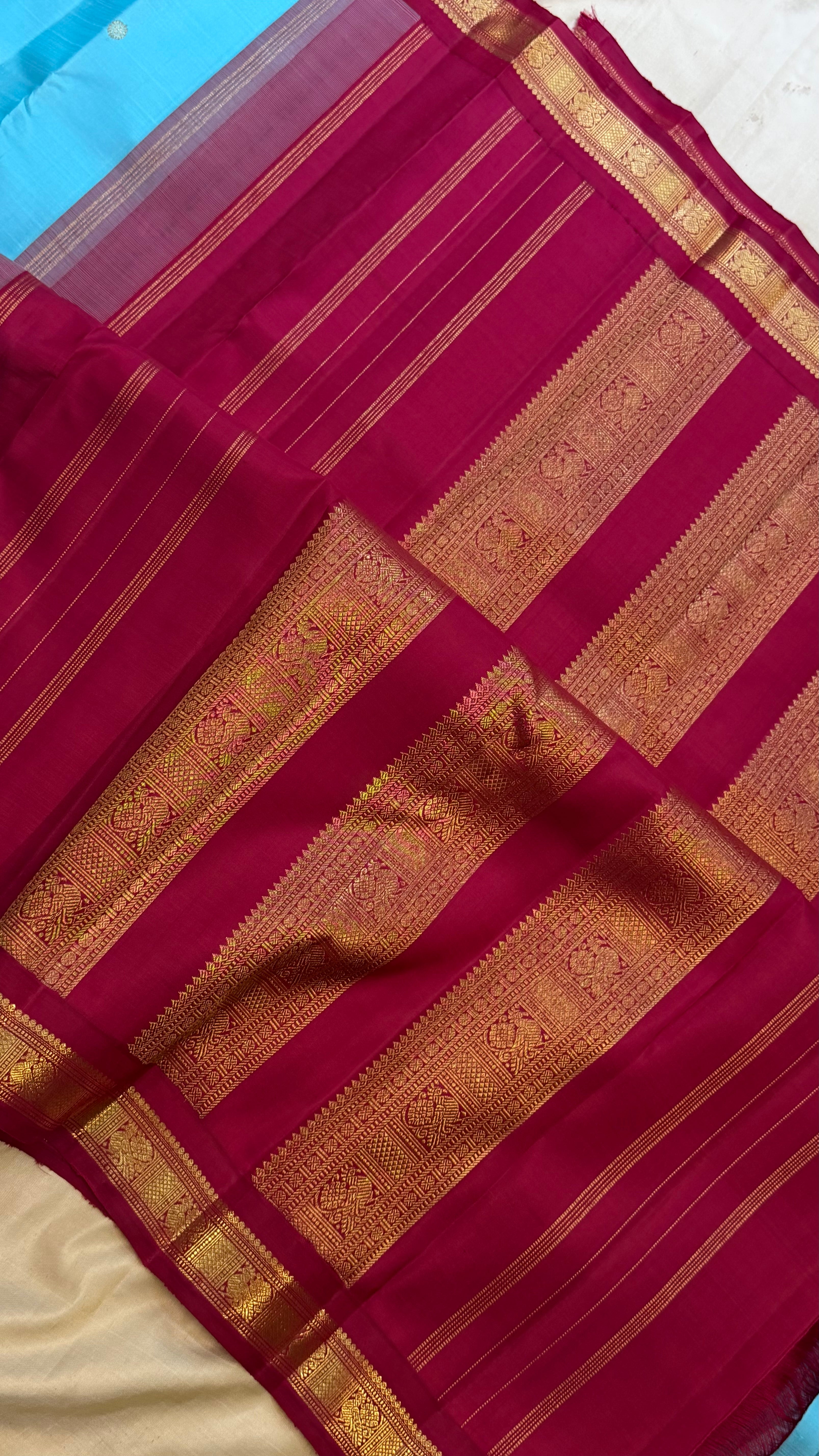 Sky blue vintage  small border Korvai  / Kanjipuram silk CLSA9670