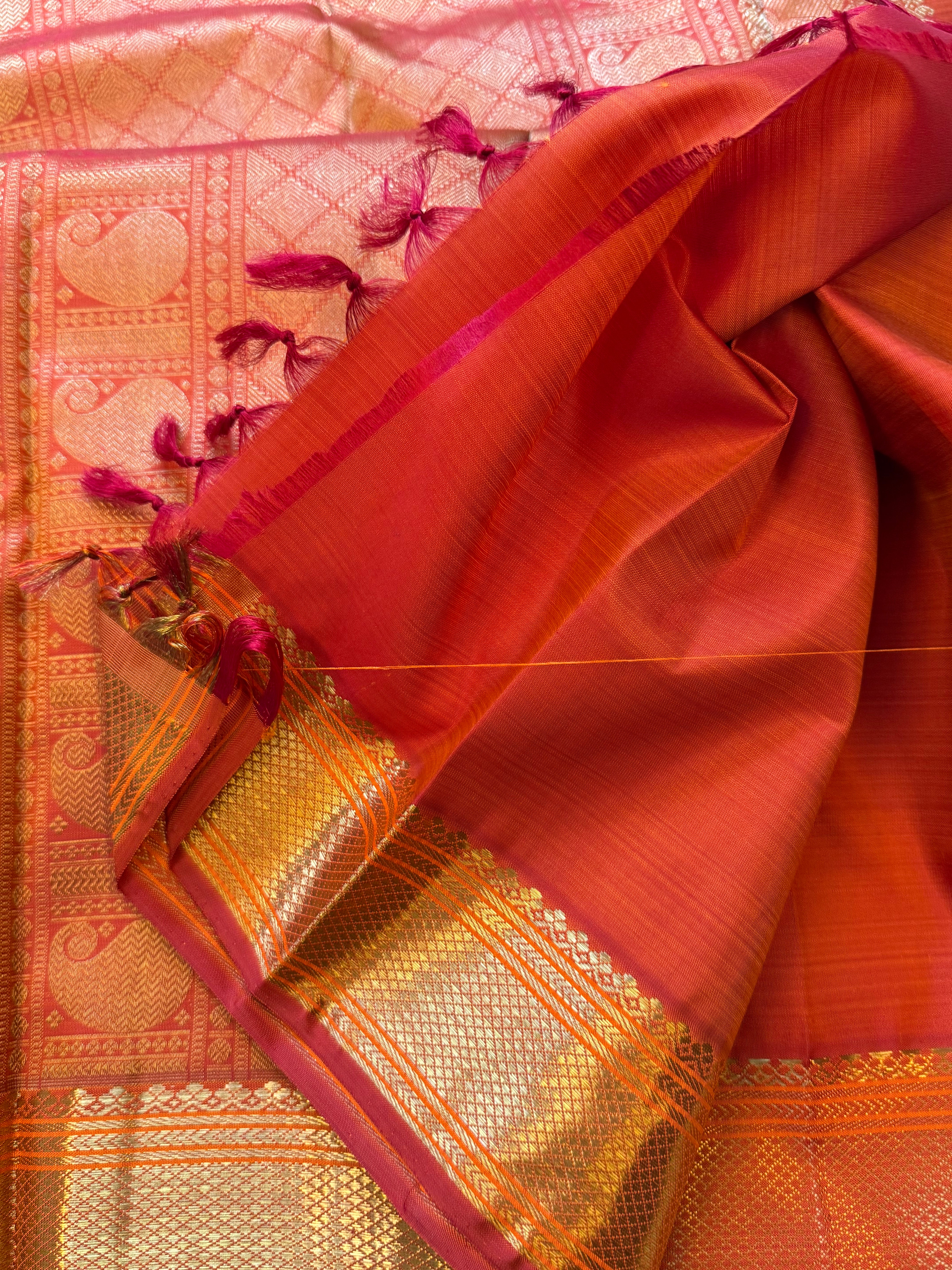 Rustic orange Butta / kanjipuram silk