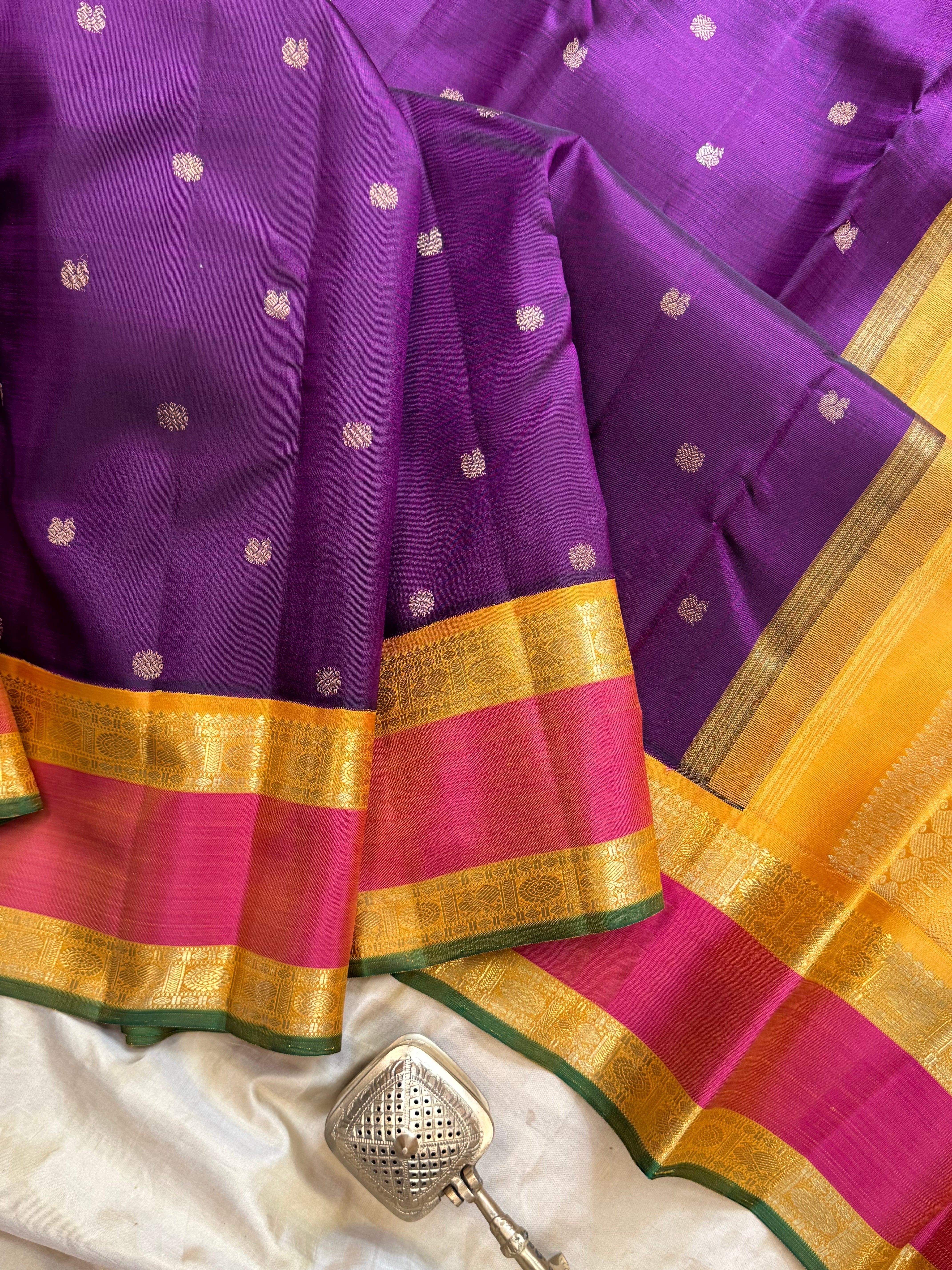 Purple retta pet  Korvai / Kanjipuram silk