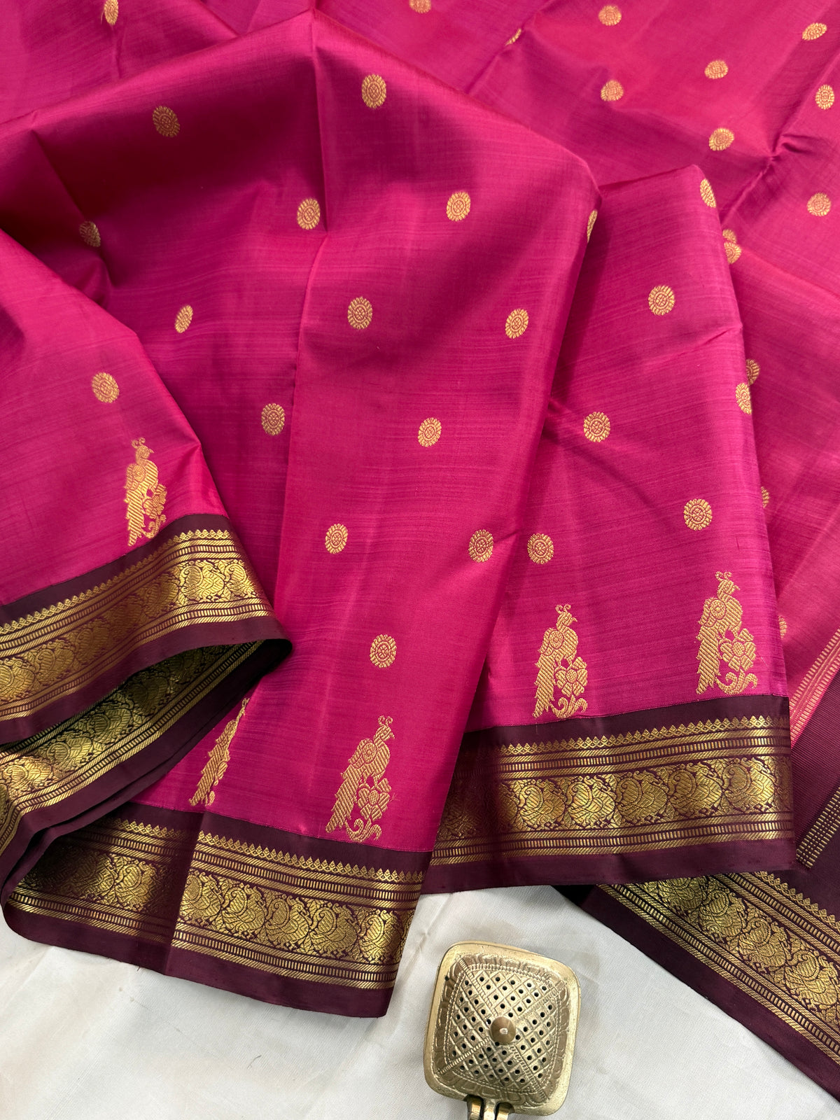 Deep Rose Pink beetu butta Korvai/ kanjipuram silk saree clsa 11429
