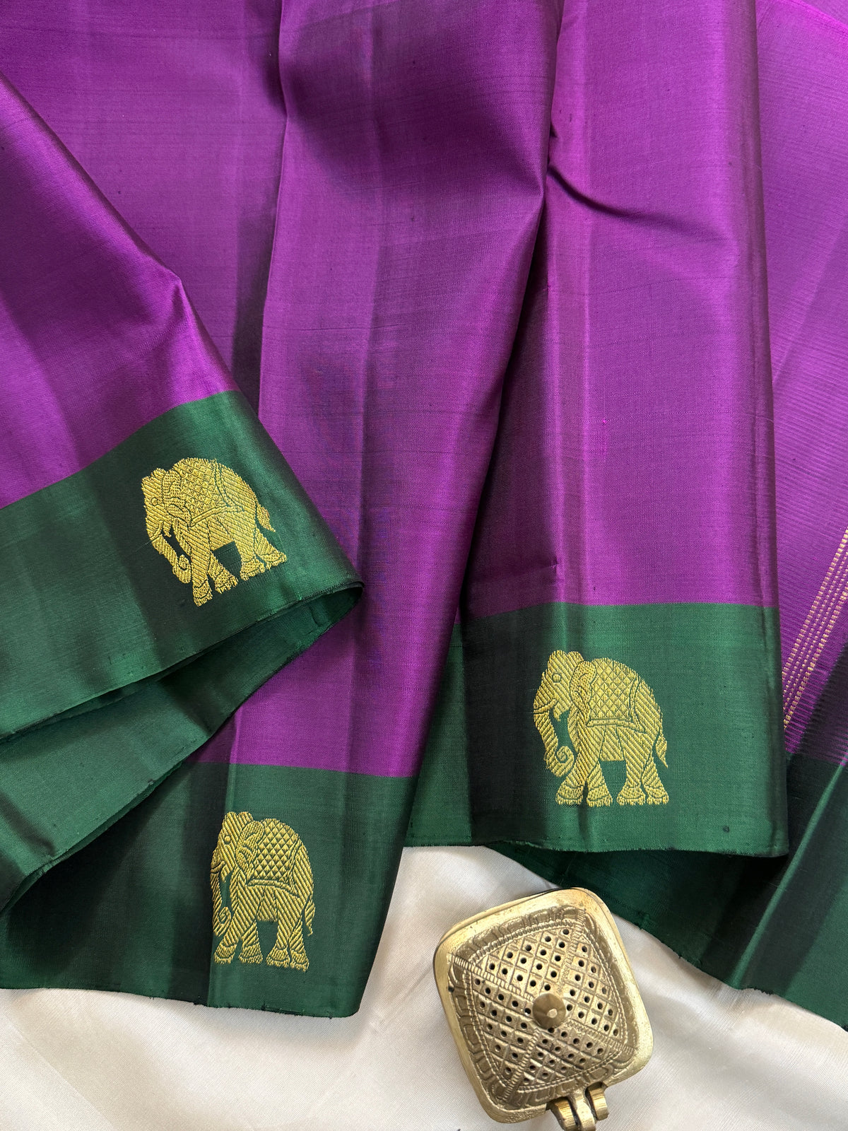Majenta border elephant butta pure zari/ kanjipuram silk saree clsa 12306