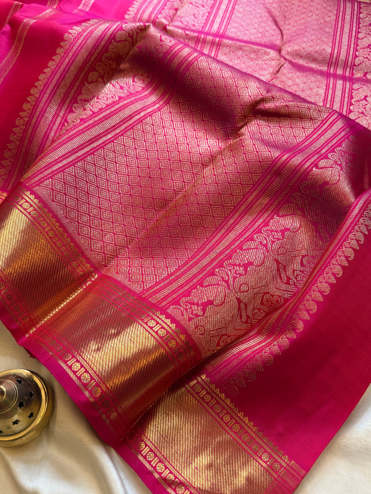Rani pink Beñaras pet/ kanjipuram silk
