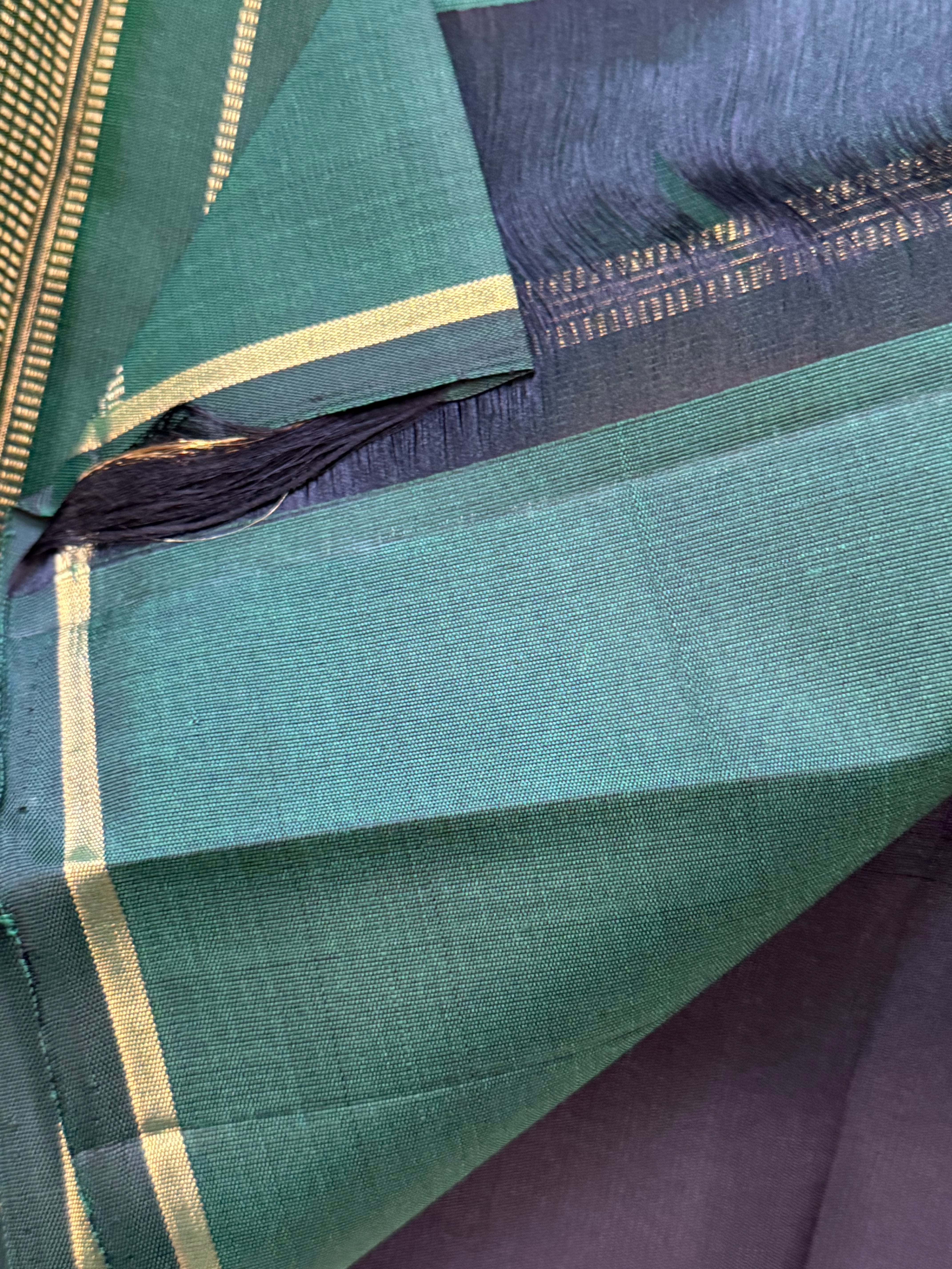 Kalai: Black Borderless Kanjivaram Silk Saree with Malli Moggu
