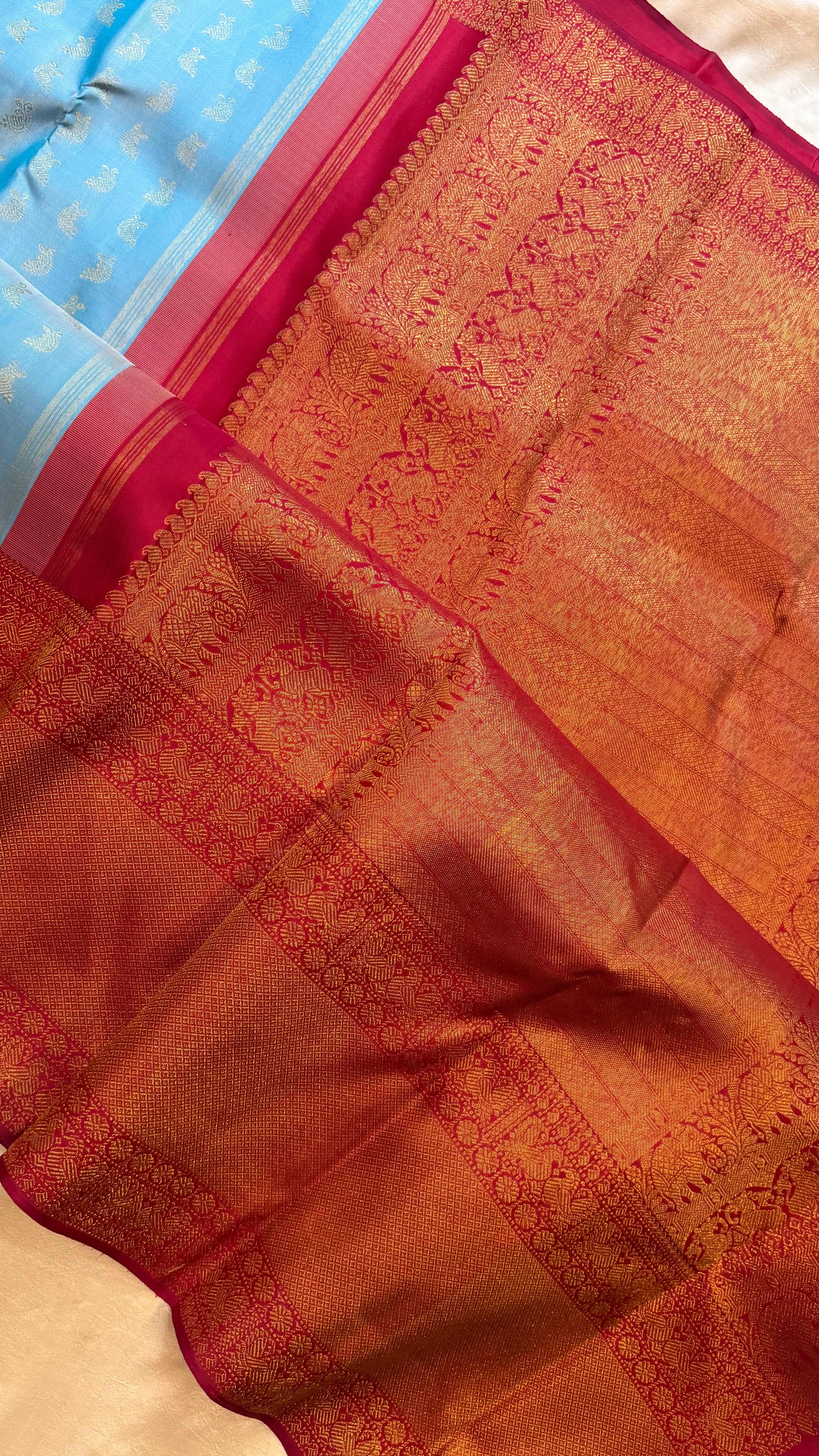 Bridal brocade powder blue / Kanjipuram silk