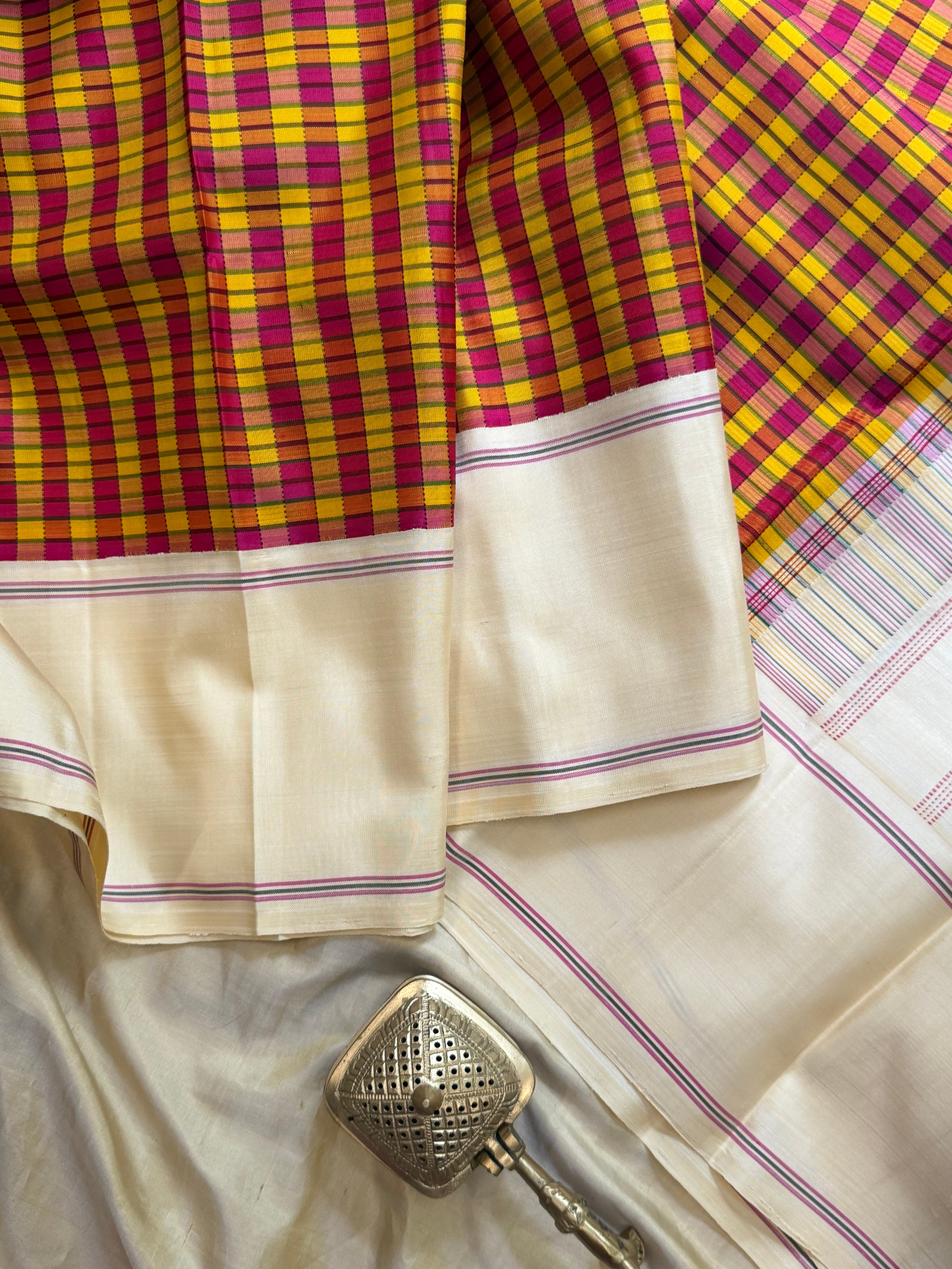 Multi color Kattam Korvai / Arani silk