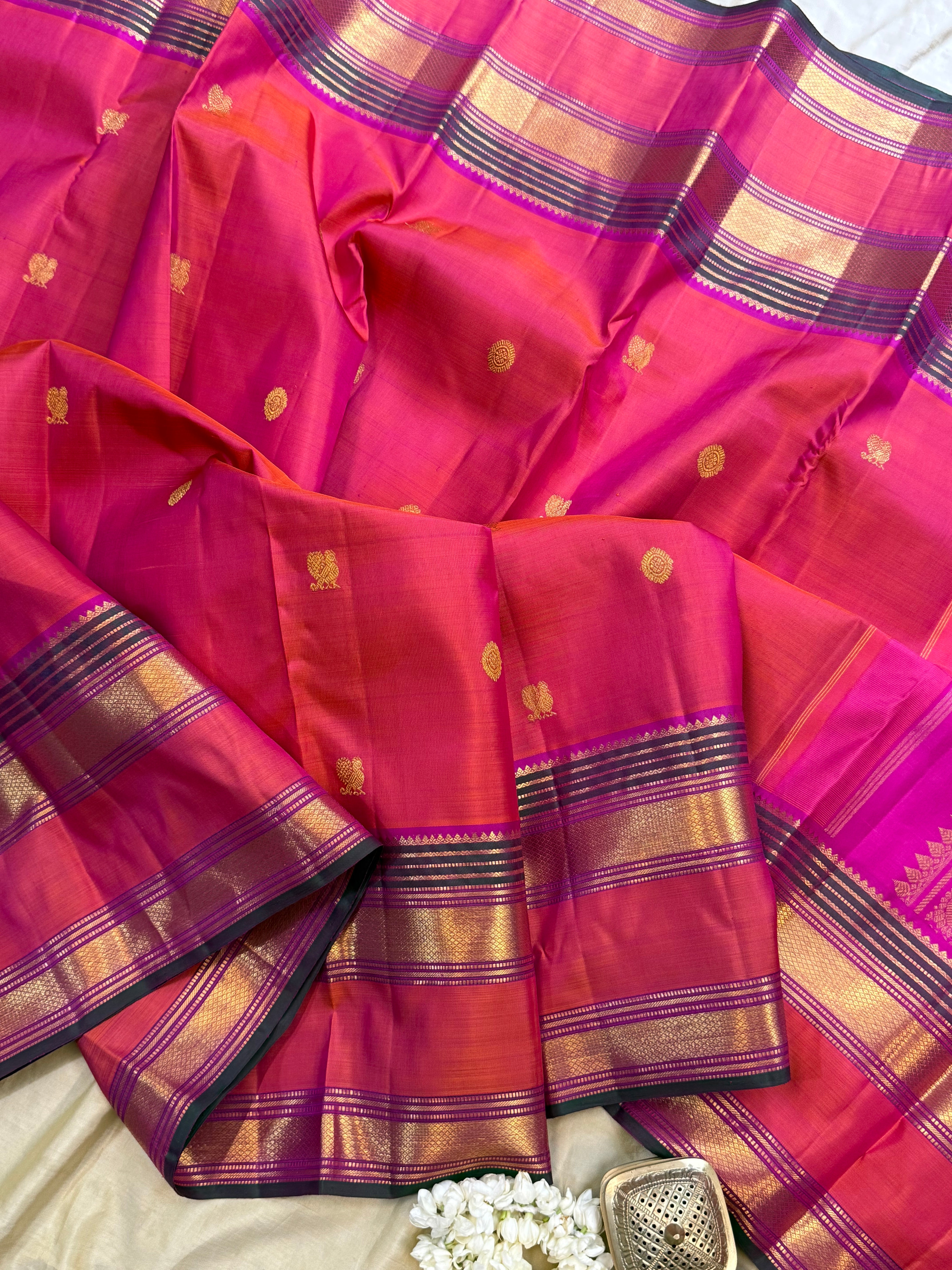 Pinkish orange rettapet border/ Arani Silk CL10106