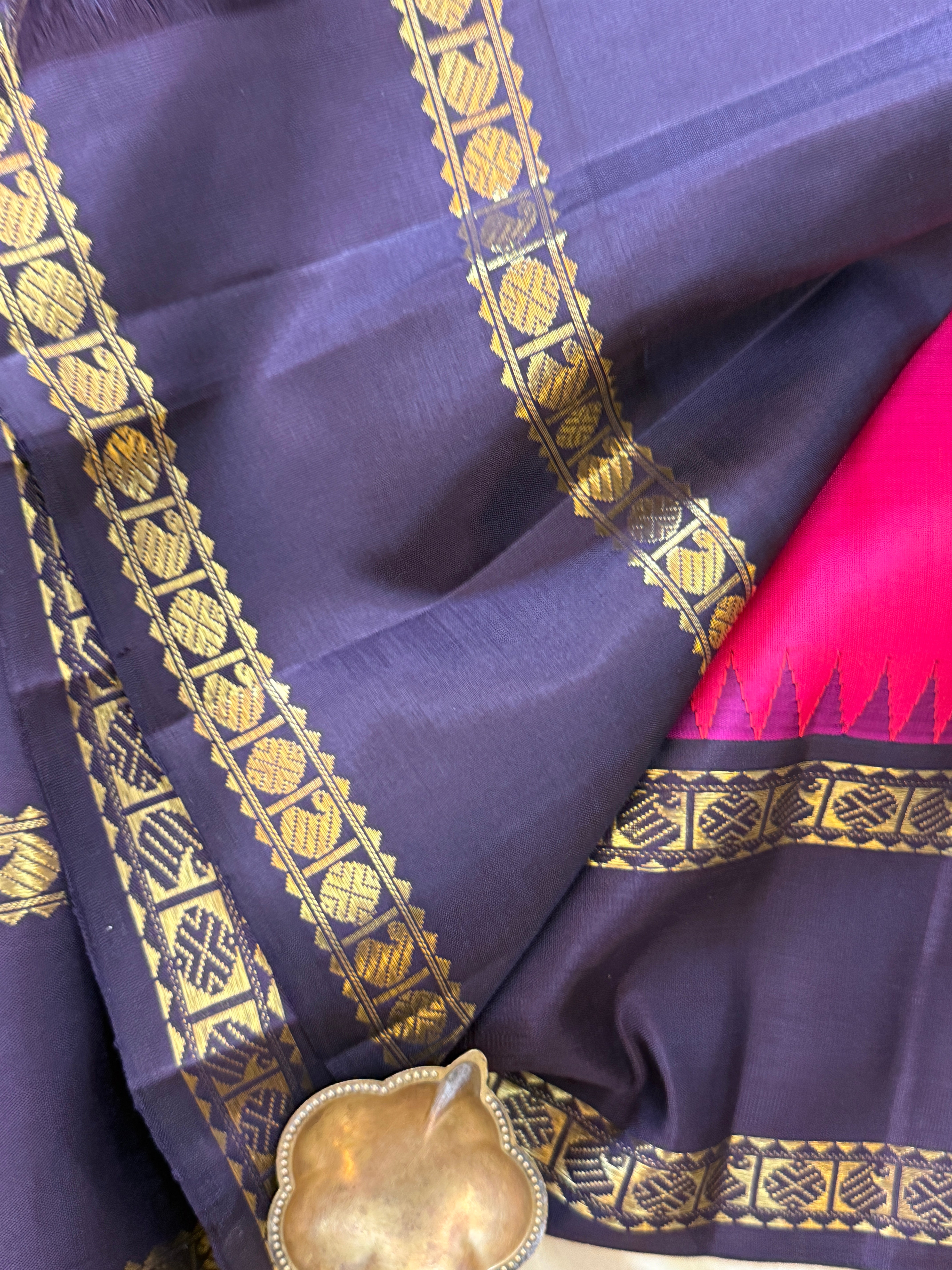 Pink Rettapet body plus butta Korvai / kanjipuram silk saree clsa 11633