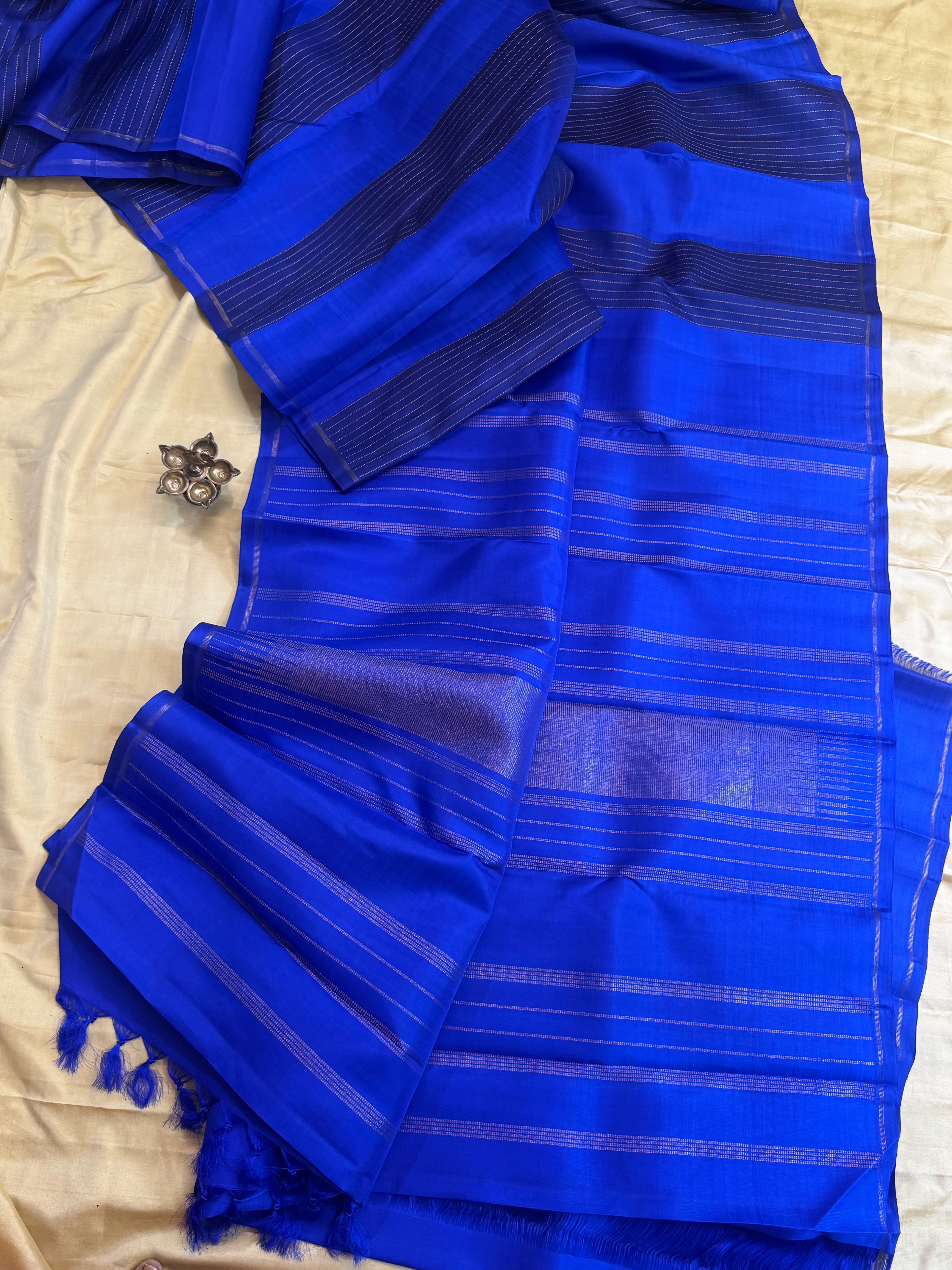 Concept saree blue band kanjipuram silk