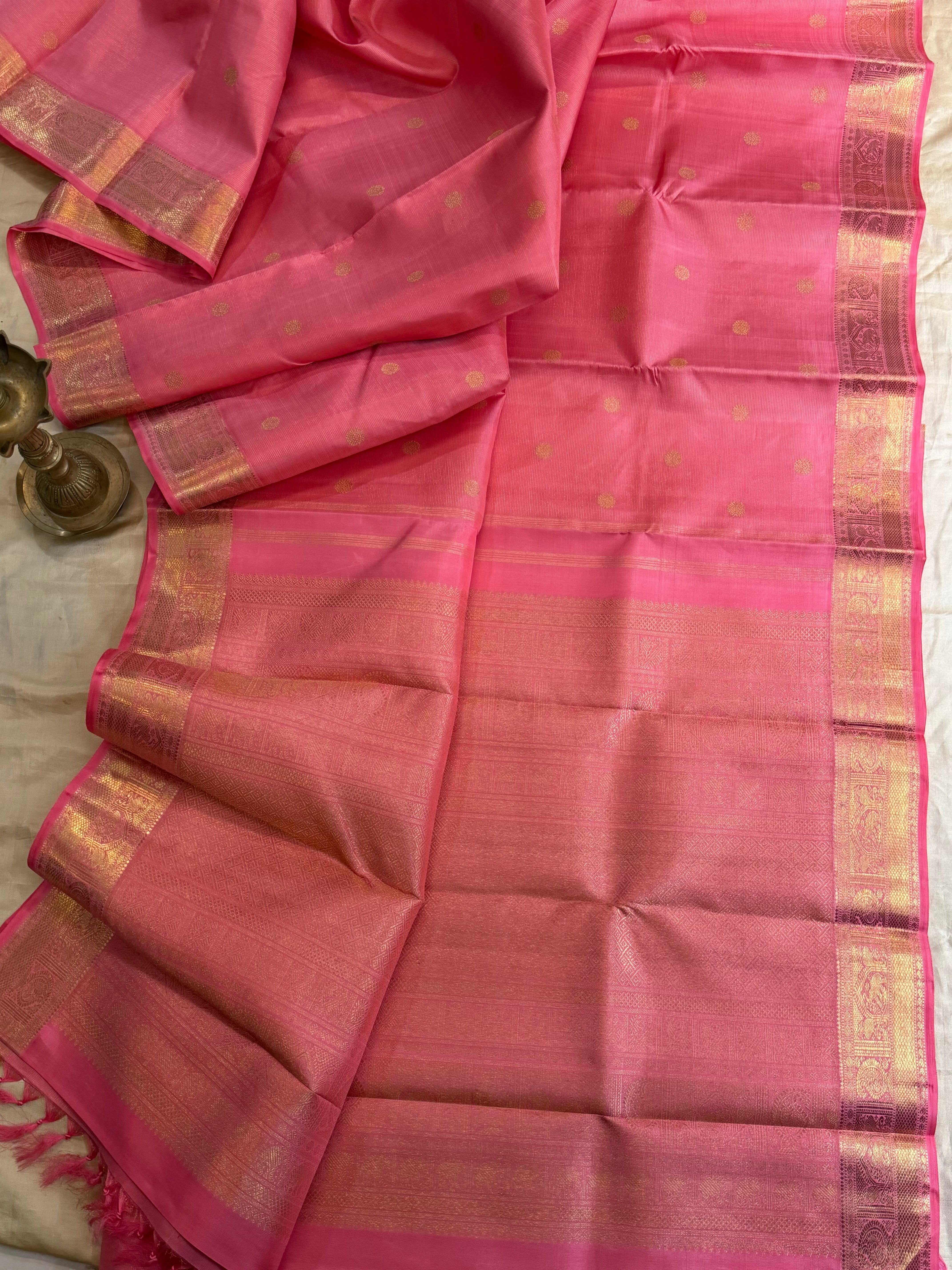 Heirloom Vairaoosi pink   Kanjipuram silk saree