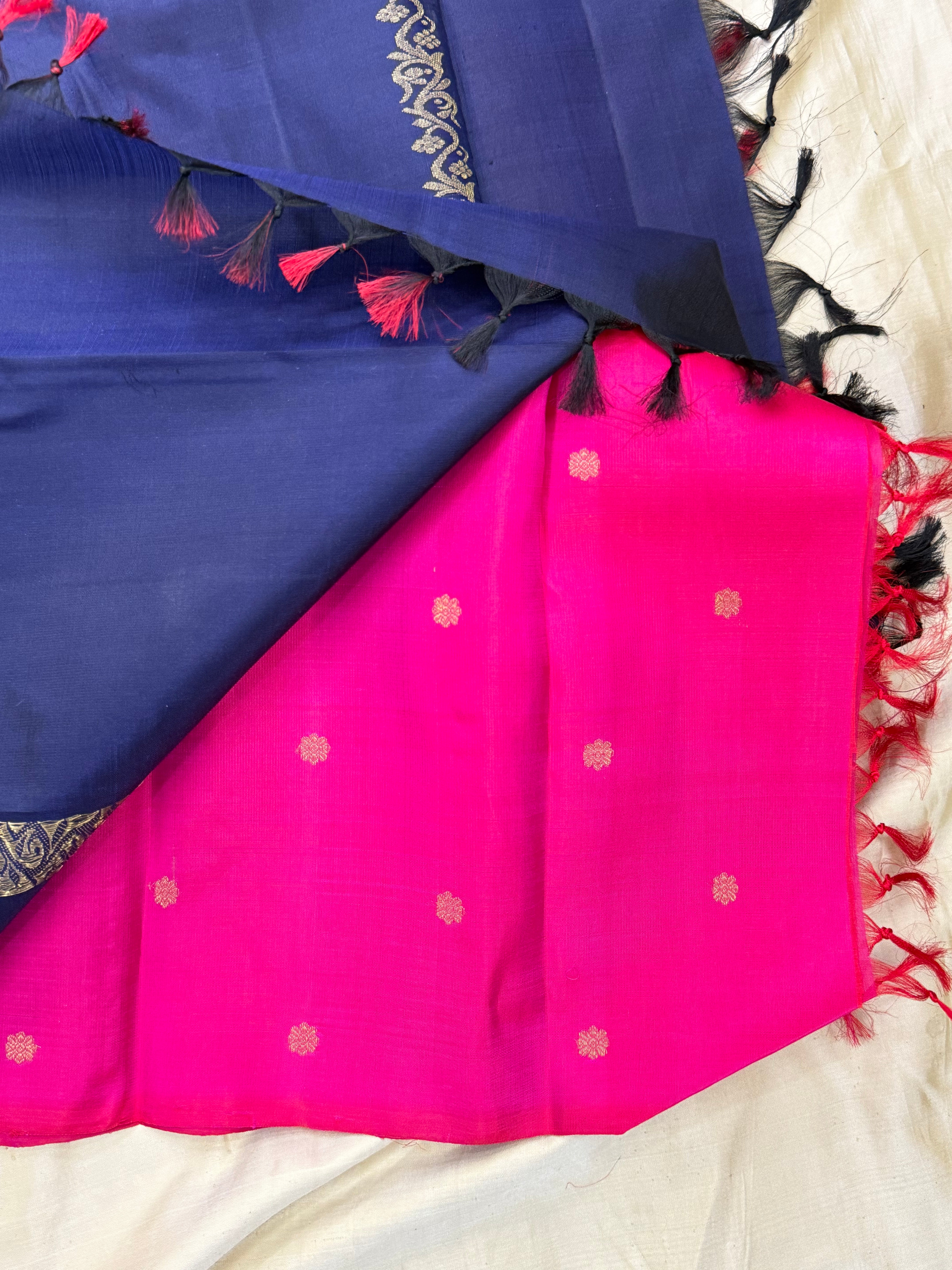 Concept 2 way saree pure Zari Kanjipuram silk