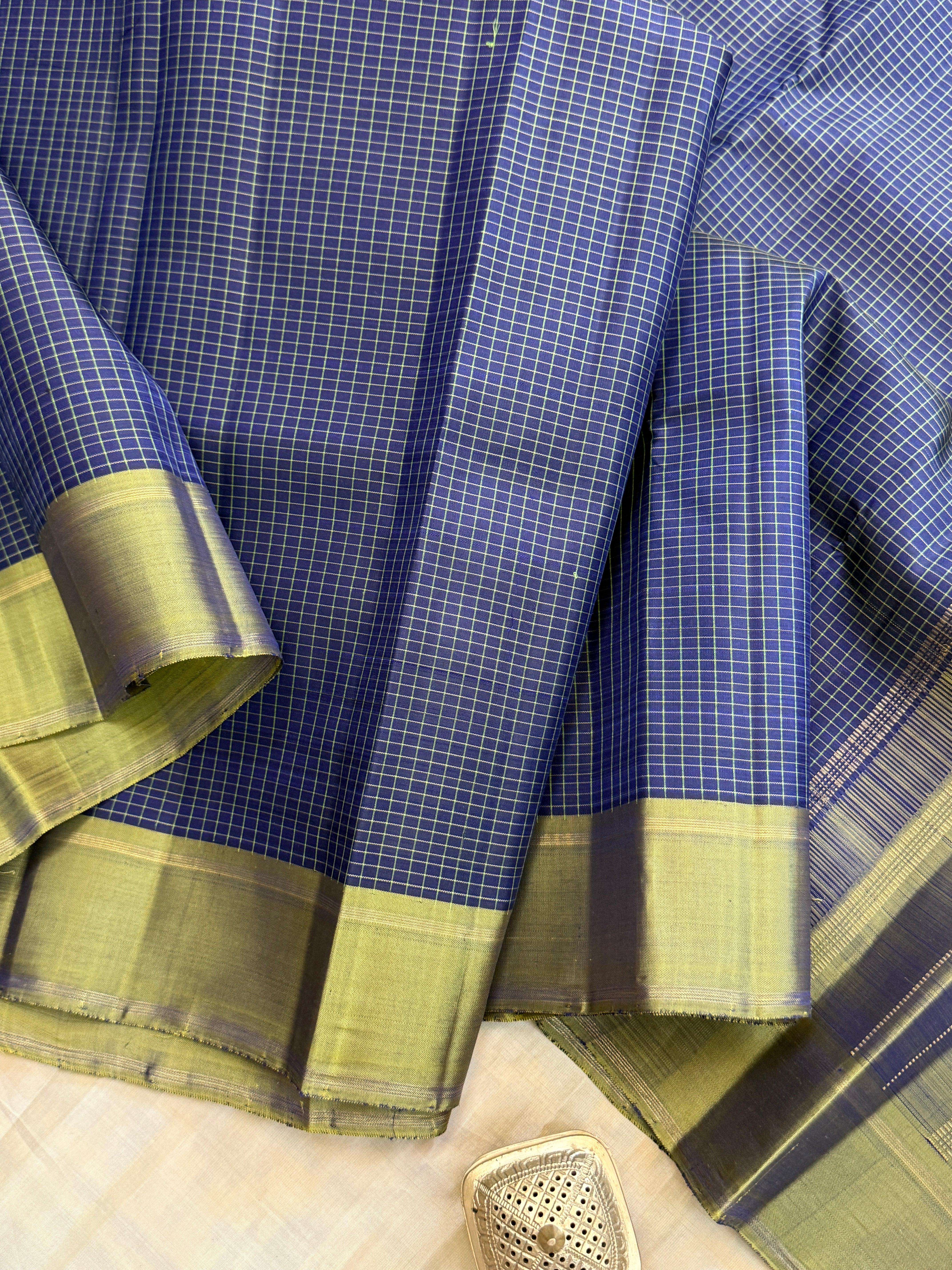 Blue small Kattam / kanjipuram silk saree clsa 11593