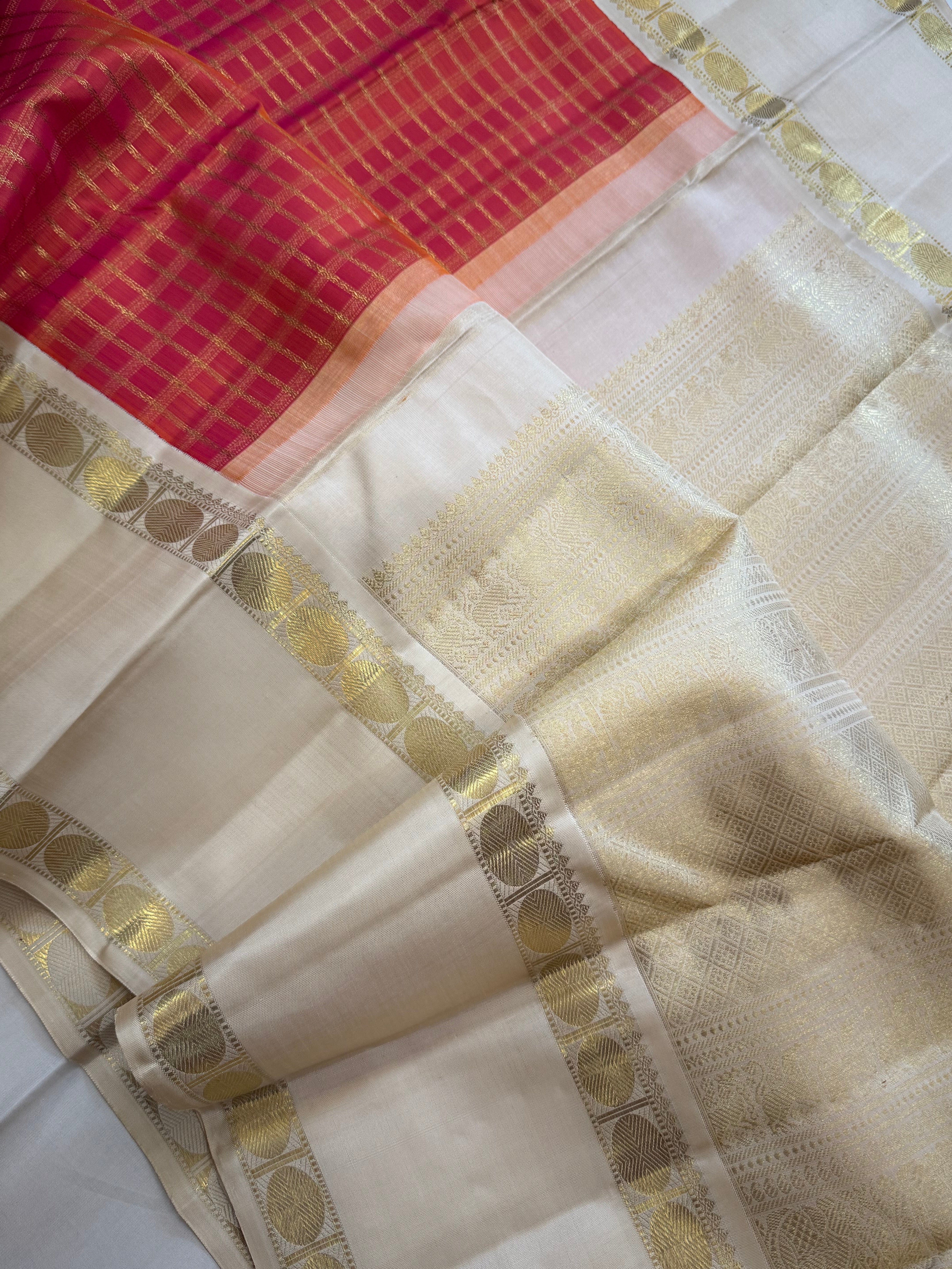 Zari Kattam Kai korvai retta pet / kanjipuram silk CLSA9875