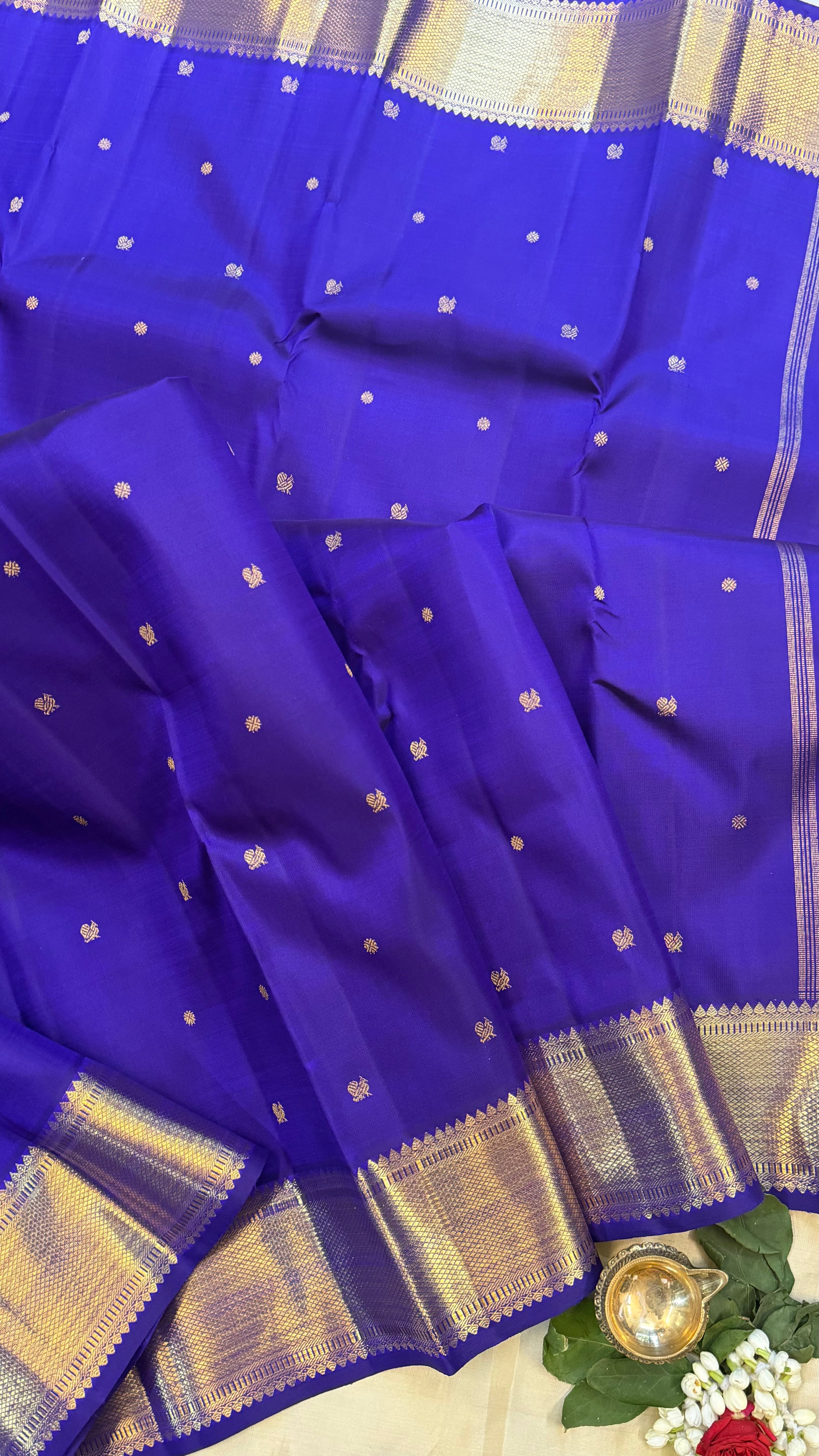 Purplish blue getti border/ kanjipuram silk