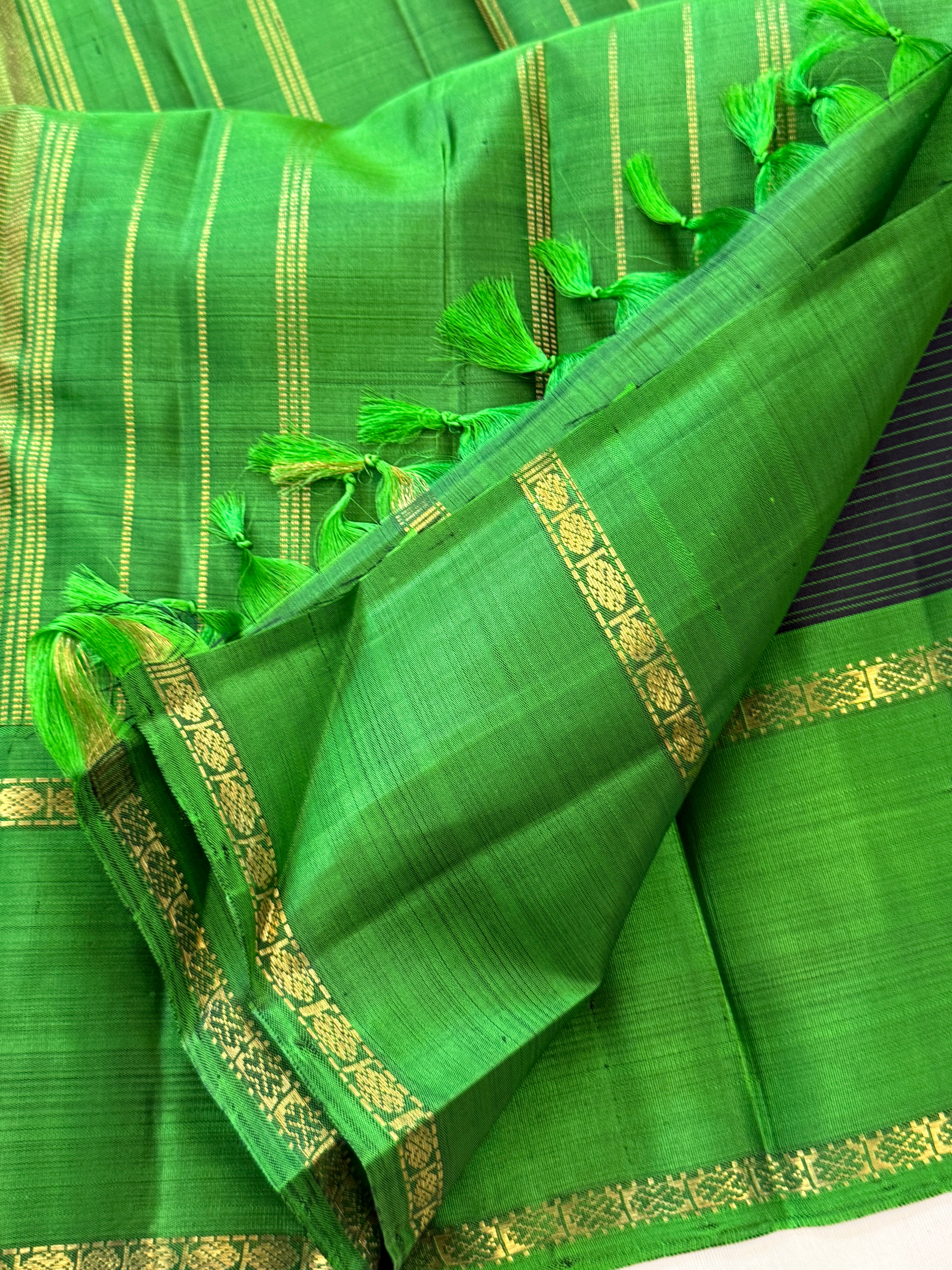 Dark green body checks with Retta pet border/ kanjipuram silk CLSA10711