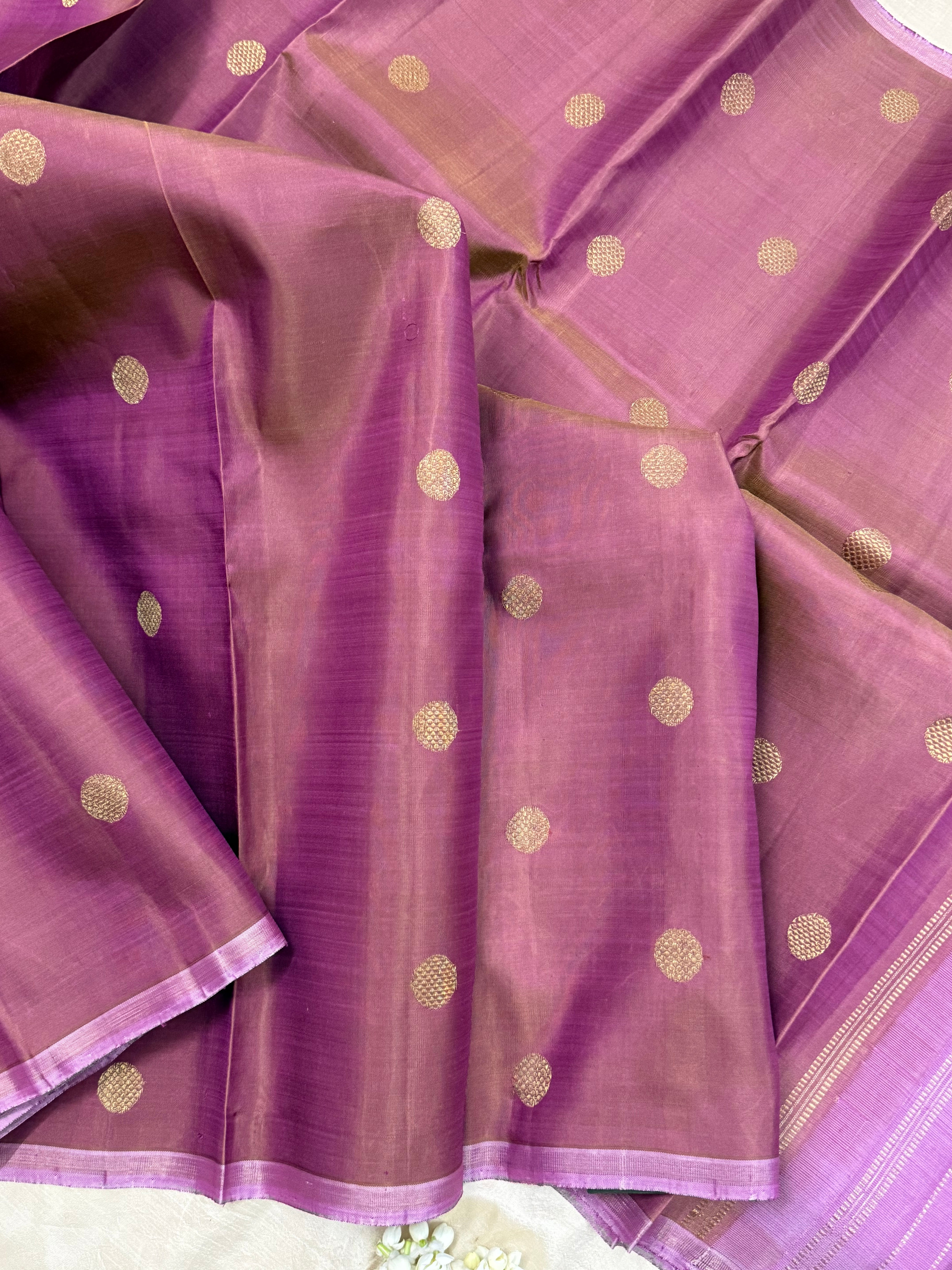 Mauvish pink borderless/ kanjipuram silk