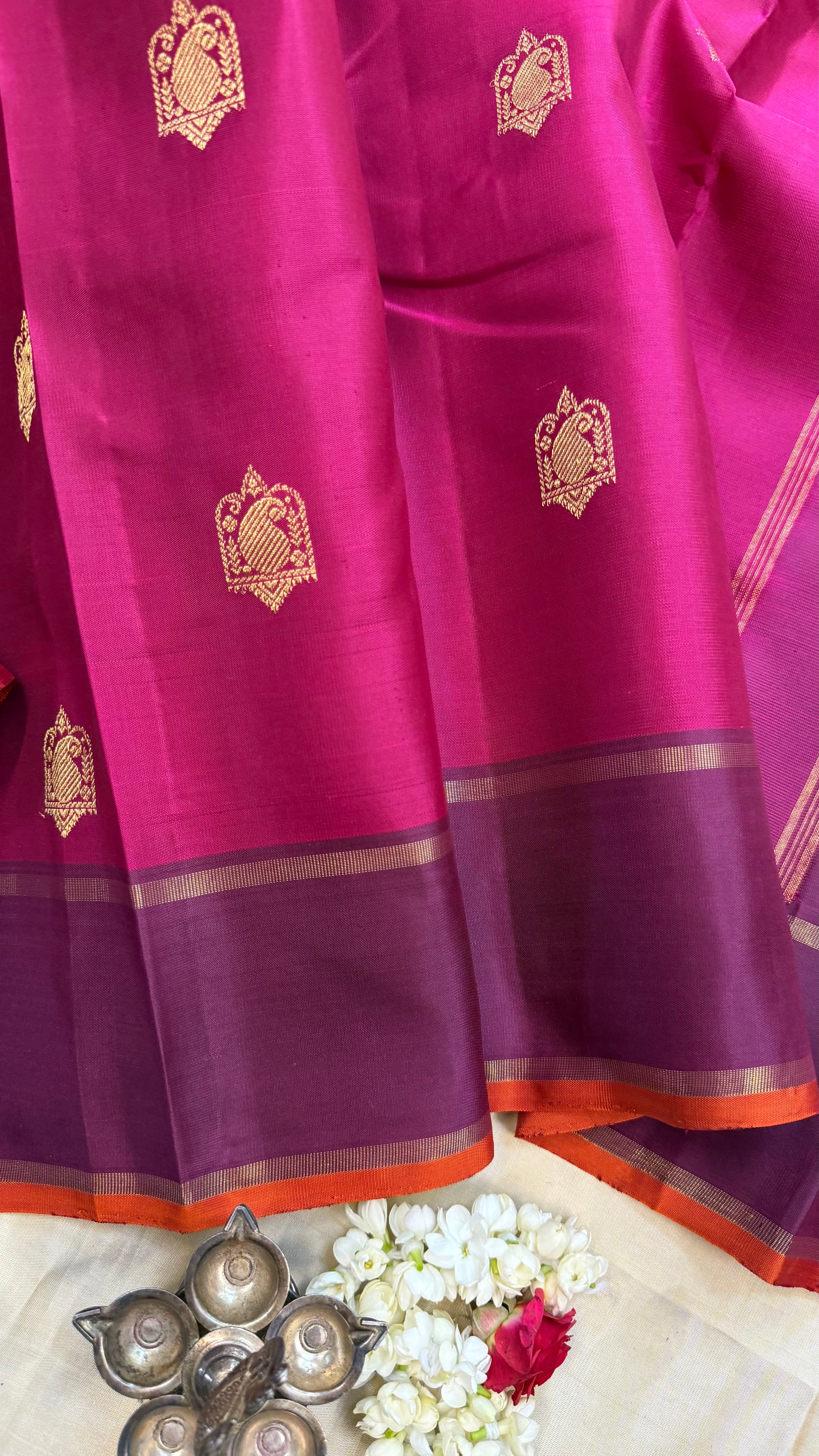 Pink and purple / kanjipuram silk