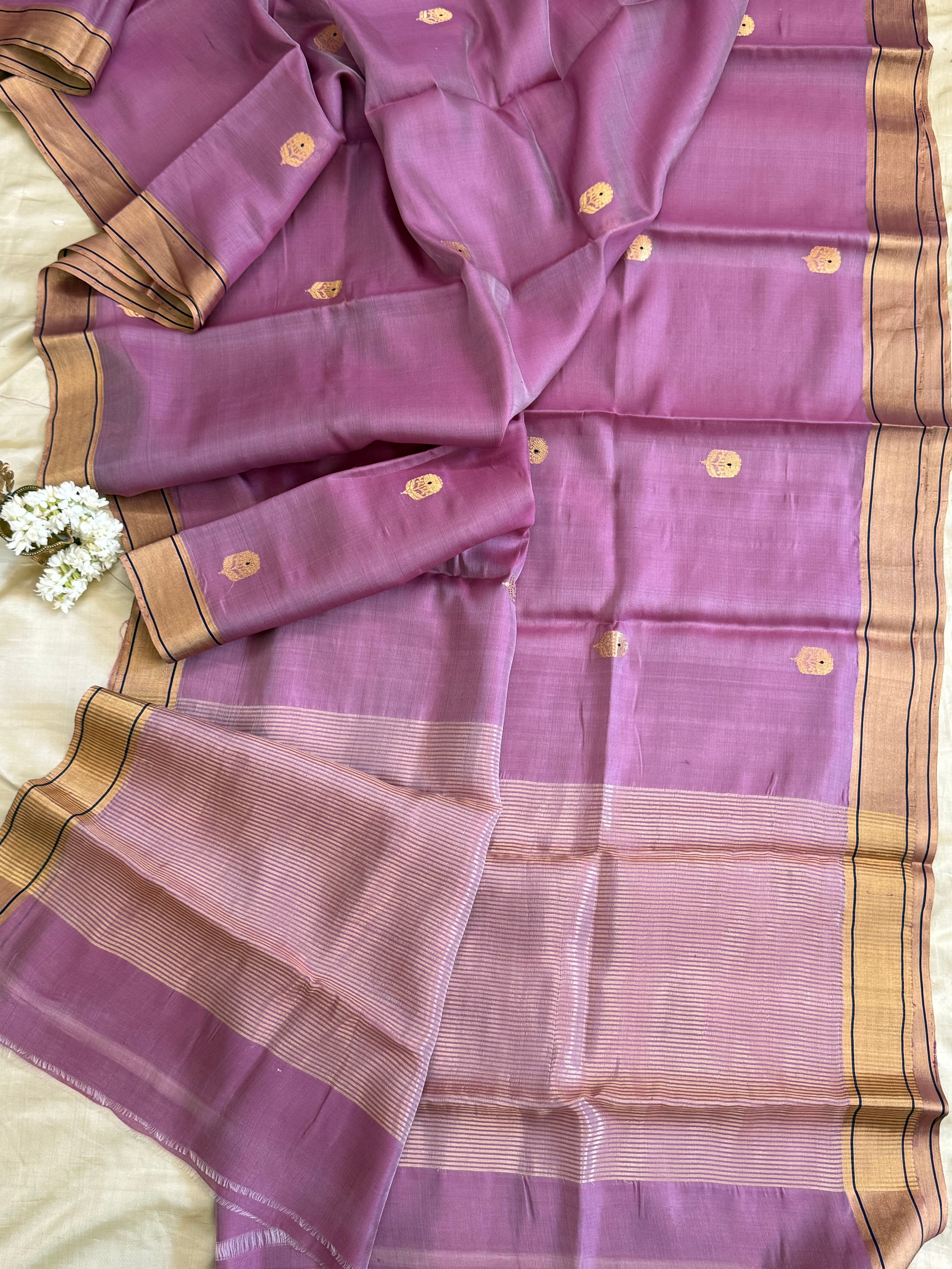 Lavender floral butta / Chanderi silk CLSA10869
