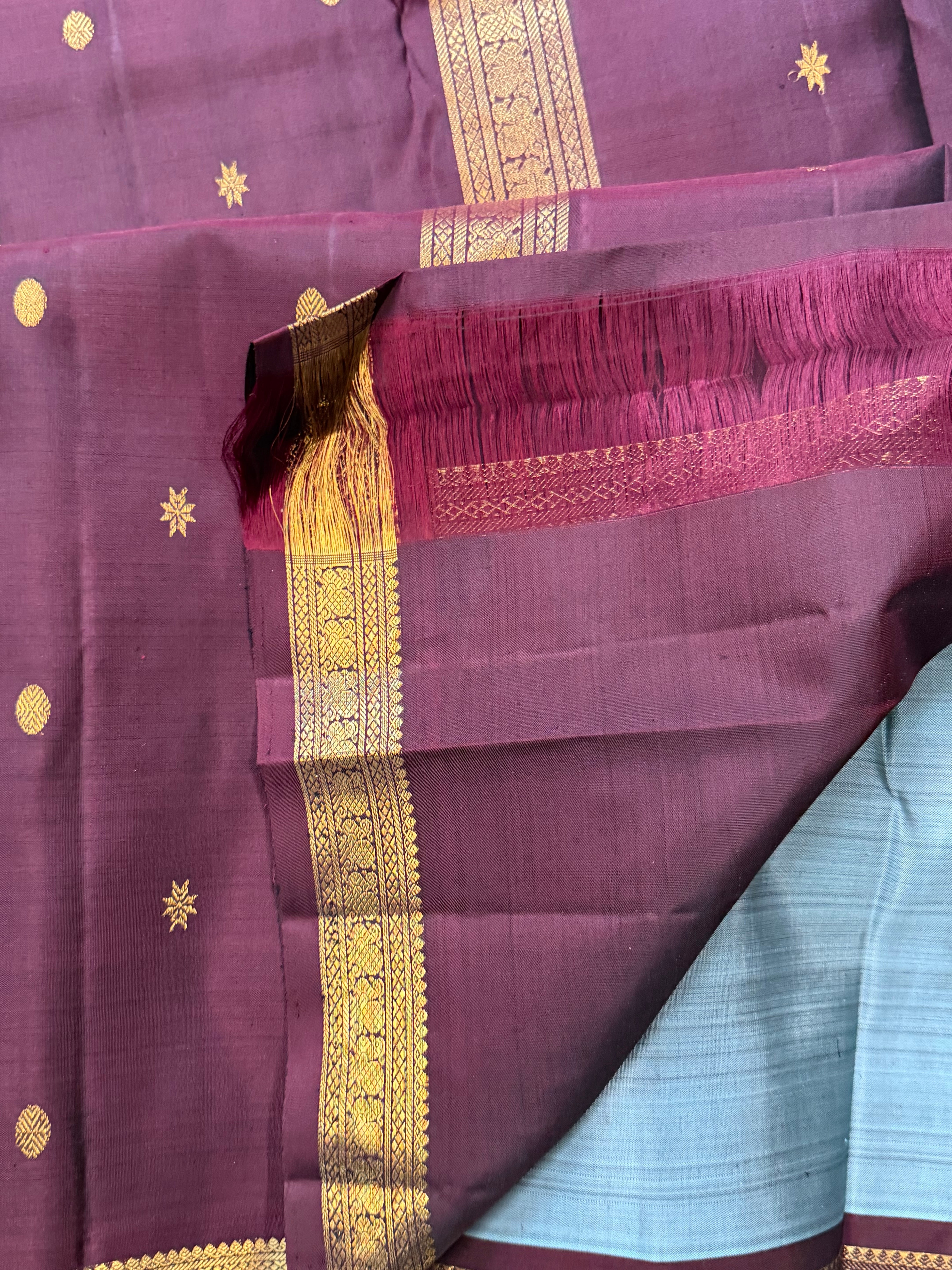 Grey small border /Kanjipuram silk saree clsa 11409