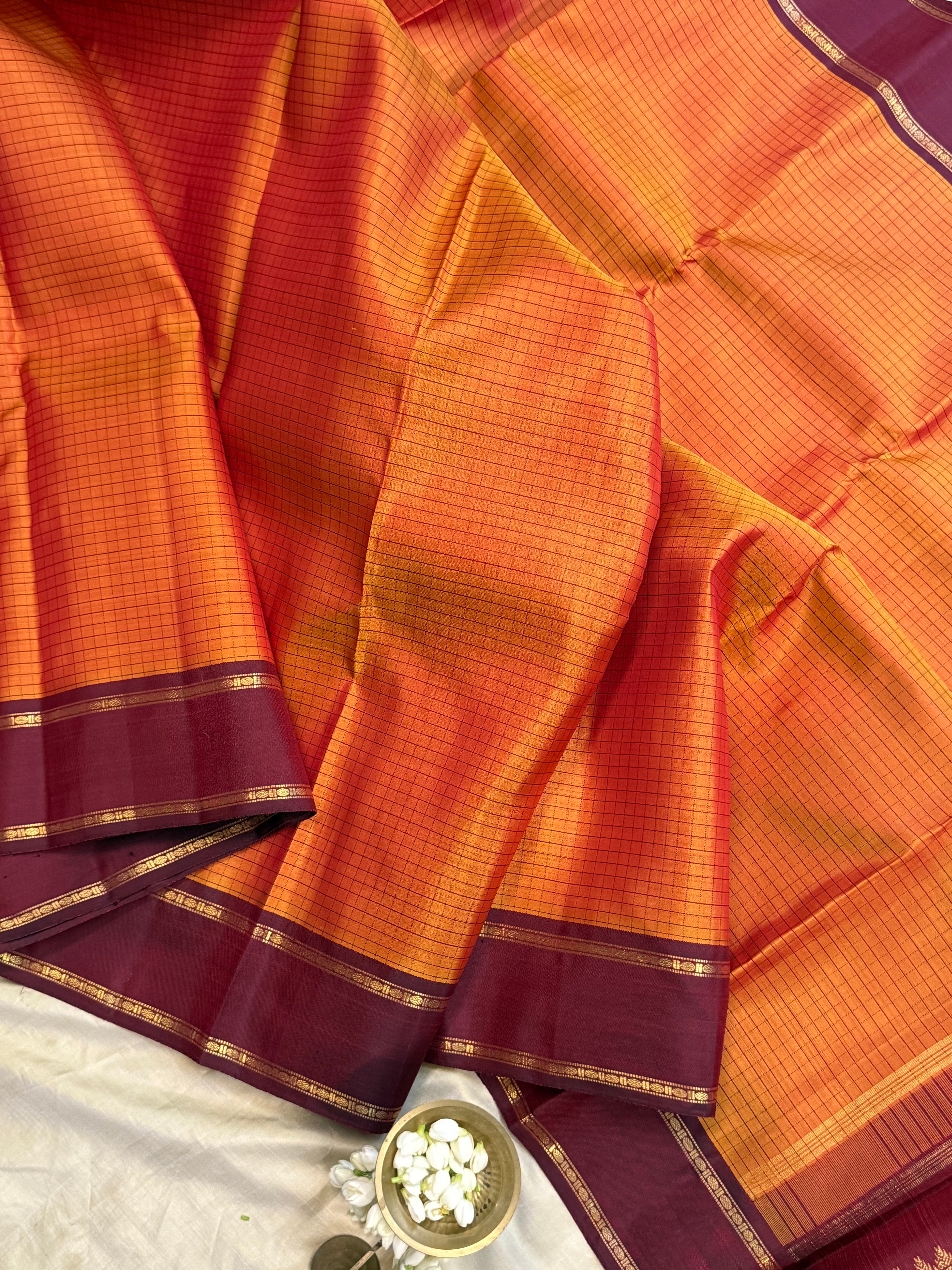 Simha and deep Araku kattam - kili pallu/ Kanjipuram silk