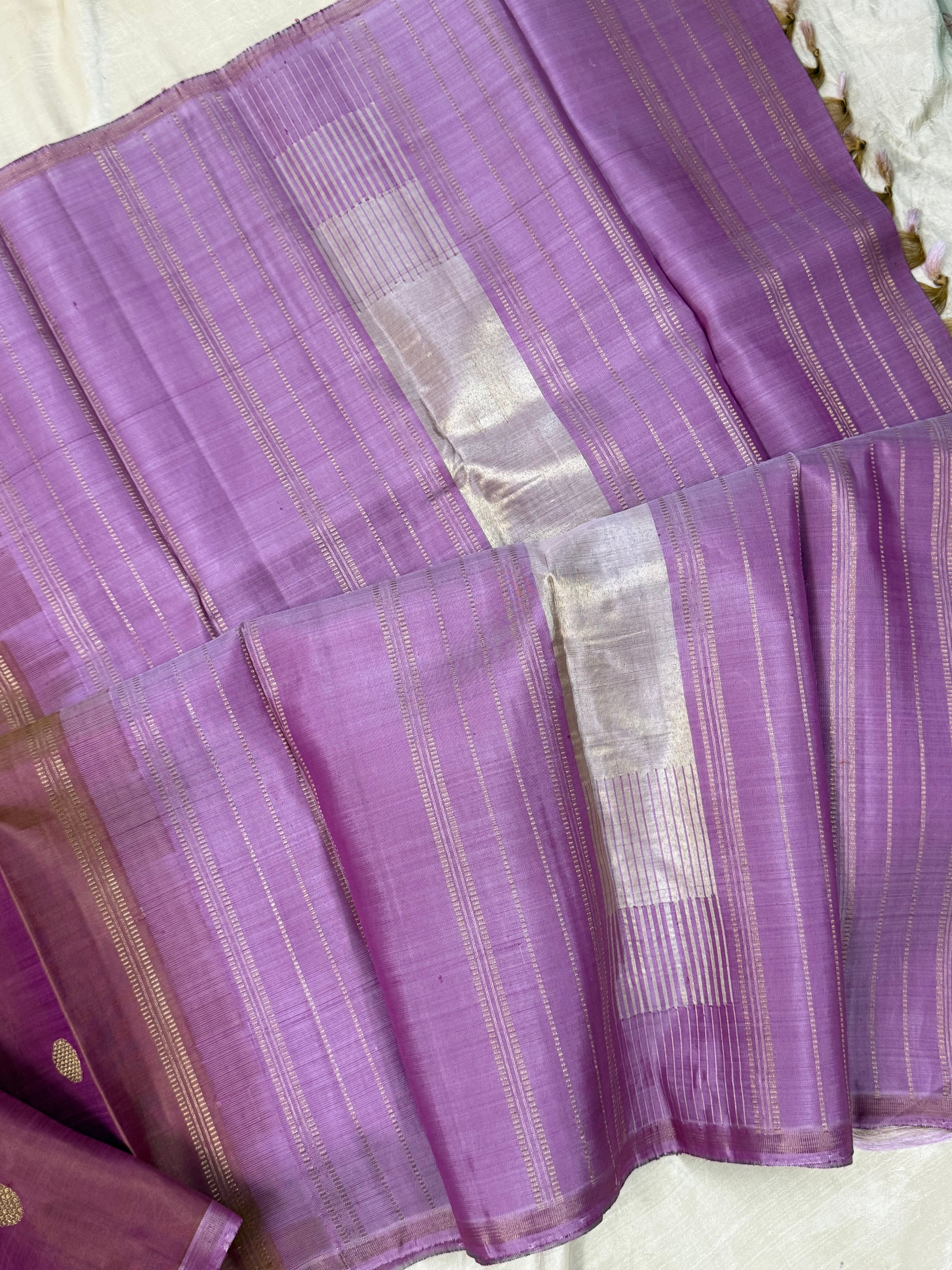 Mauvish pink borderless/ kanjipuram silk
