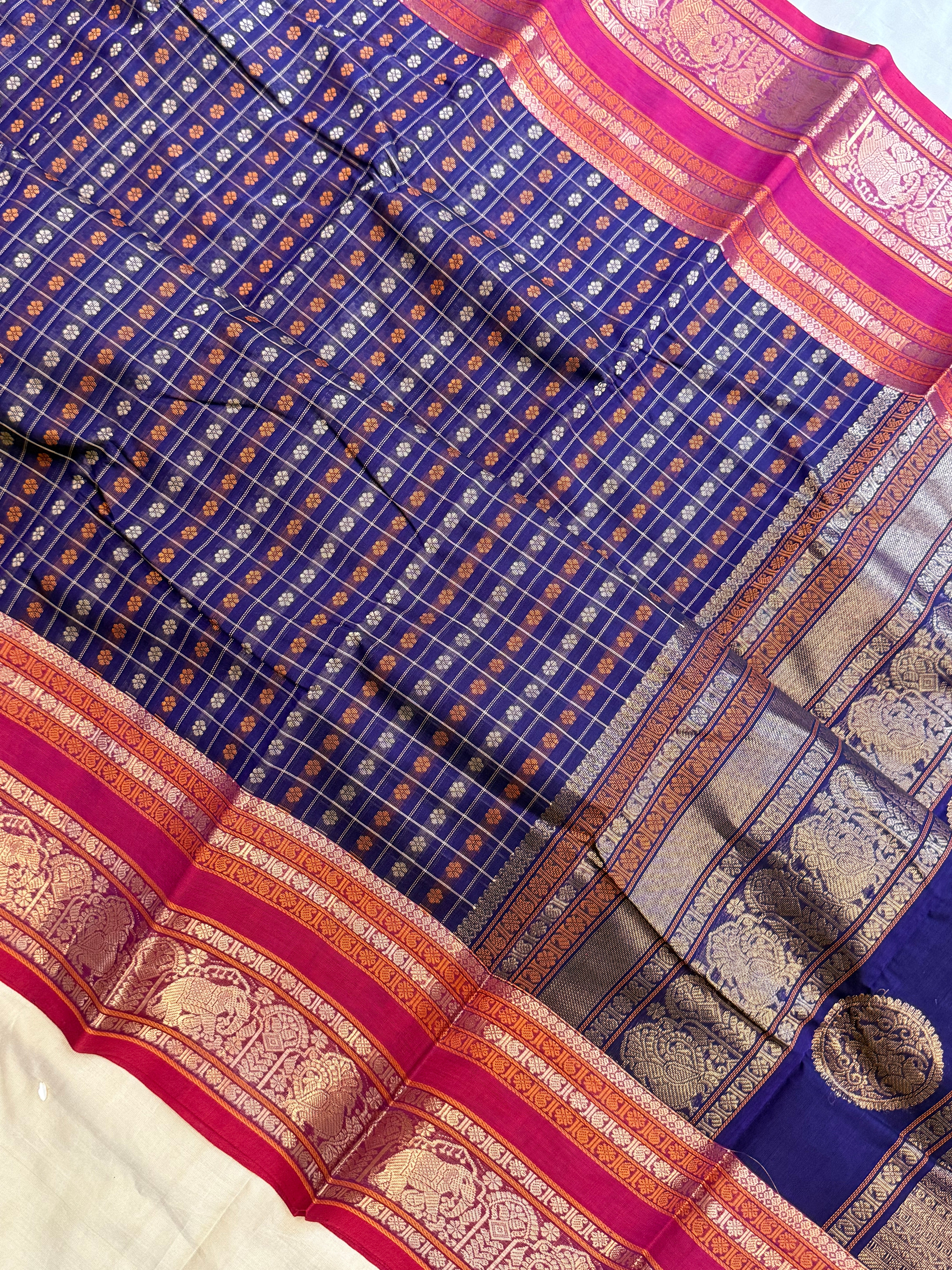 Blue lakshambutta/ Kanchi Cotton